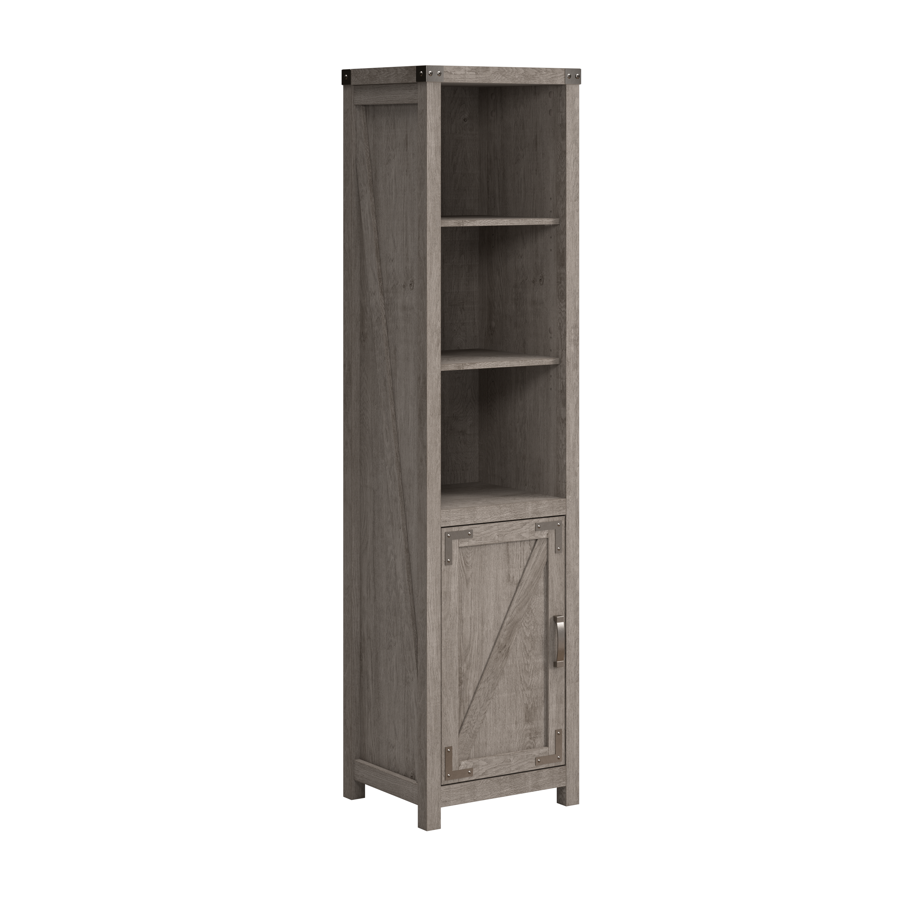 Shop Bush Furniture Knoxville Tall Narrow 5 Shelf Bookcase with Door 02 CGB118RTG-03 #color_restored gray