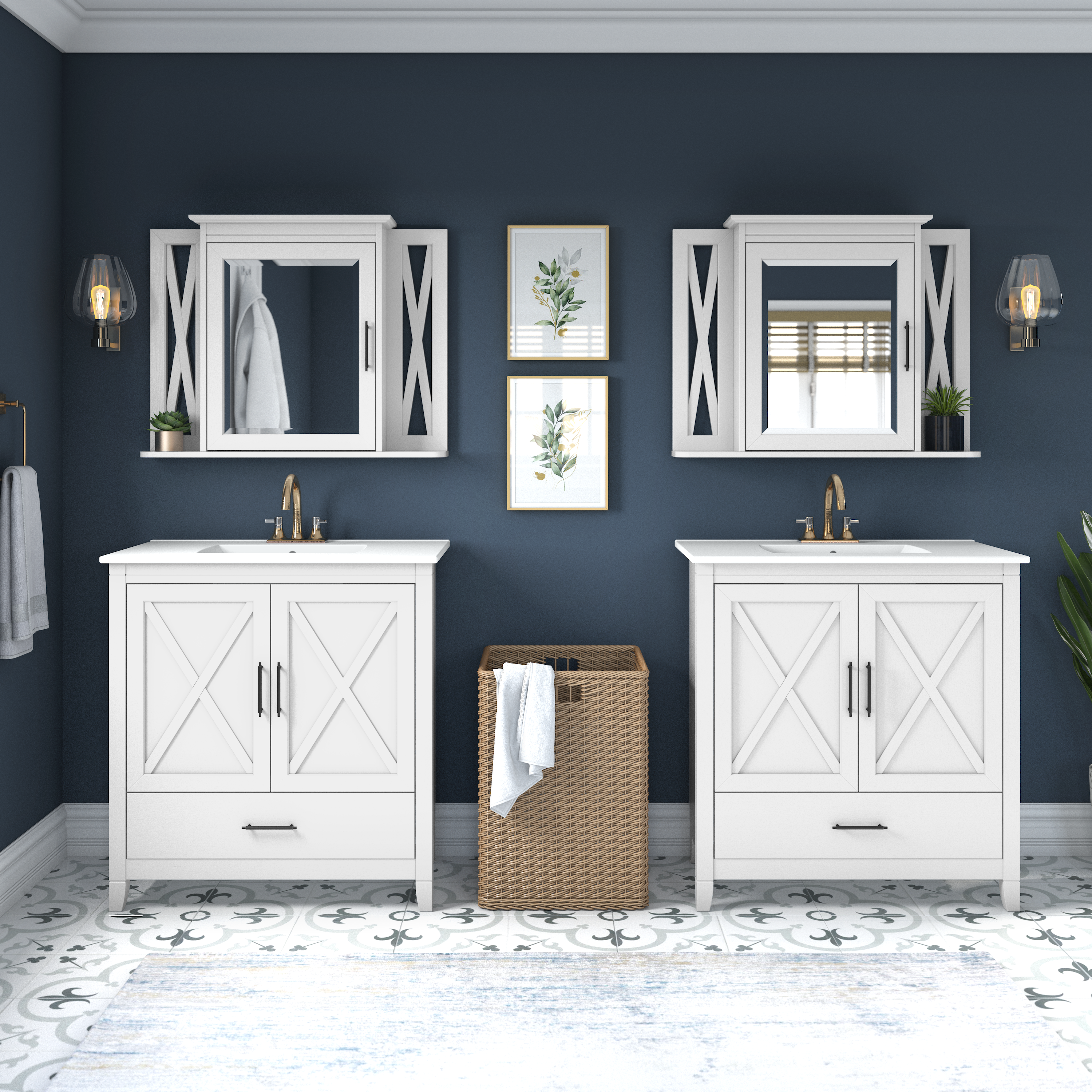 Shop Bush Furniture Key West 32W Bathroom Vanity with Sink 08 KWVN132WAS-03K #color_white ash