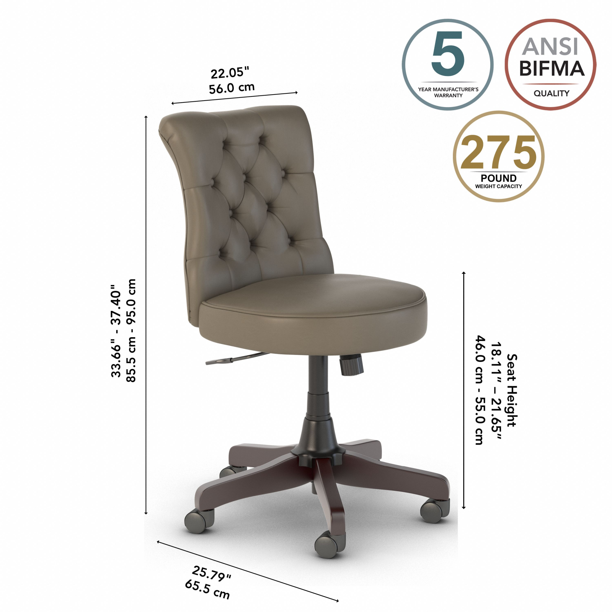 Bush Business Furniture Arden Lane Mid Back Tufted Office Chair