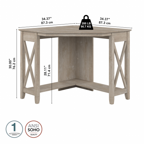 Key West Small Corner Desk Washed Gray