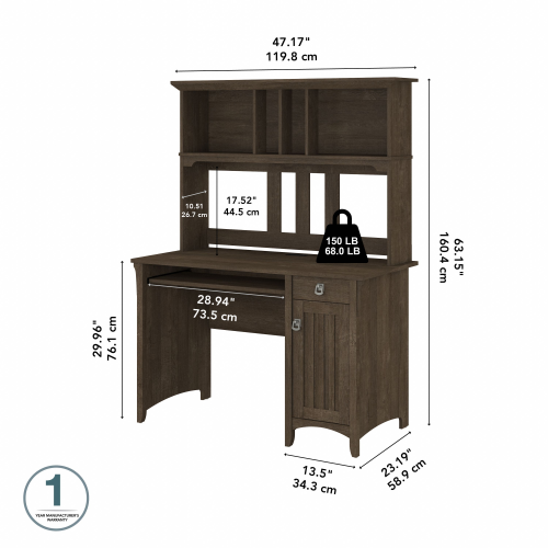 Salinas Small Computer Desk with Hutch Bush Home