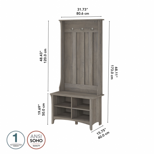 Salinas Hall Tree with Shoe Bench & Cabinet in White/Shiplap - Enginee Salinas Hall Tree with Shoe Bench & Cabinet in White/Shiplap - Enginee
