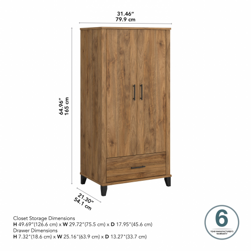 龍翔 TAMANOE 600 Bush Home Somerset Tall Entryway Cabinet with Doors and Drawer