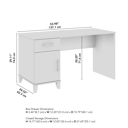 【送料無料】Dresser Desk〈WH〉 Bush Home Somerset 54W Office Desk with Drawer and Storage