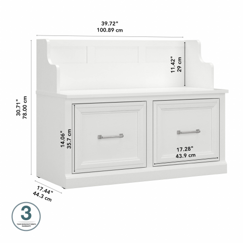 Bush Home Woodland 40W Entryway Bench with Doors