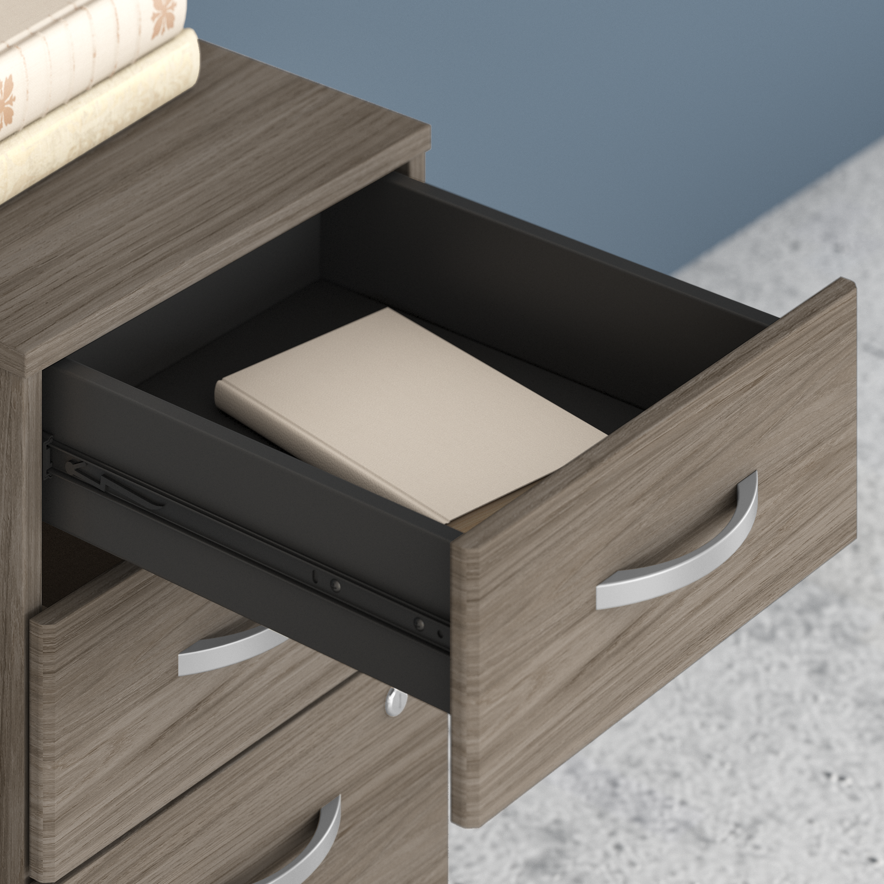 Shop Bush Business Furniture Hybrid 3 Drawer Mobile File Cabinet - Assembled 03 HYF216MHSU-Z #color_modern hickory
