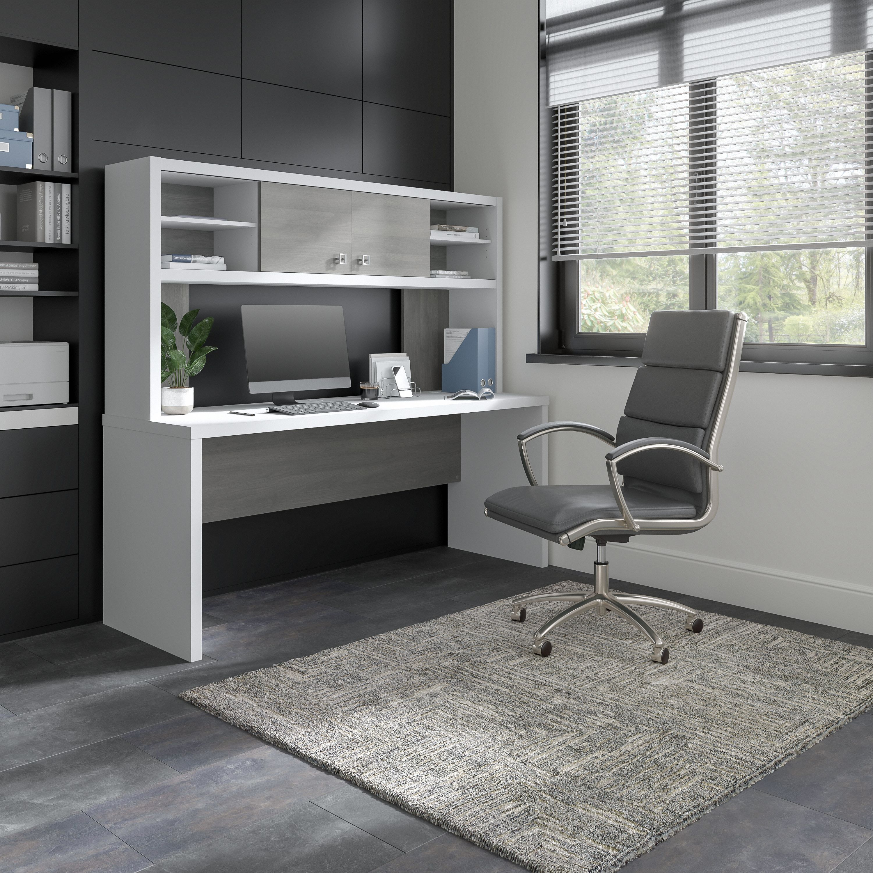 Shop Bush Business Furniture Echo 72W Computer Desk with Hutch 01 ECH056WHMG #color_pure white/modern gray