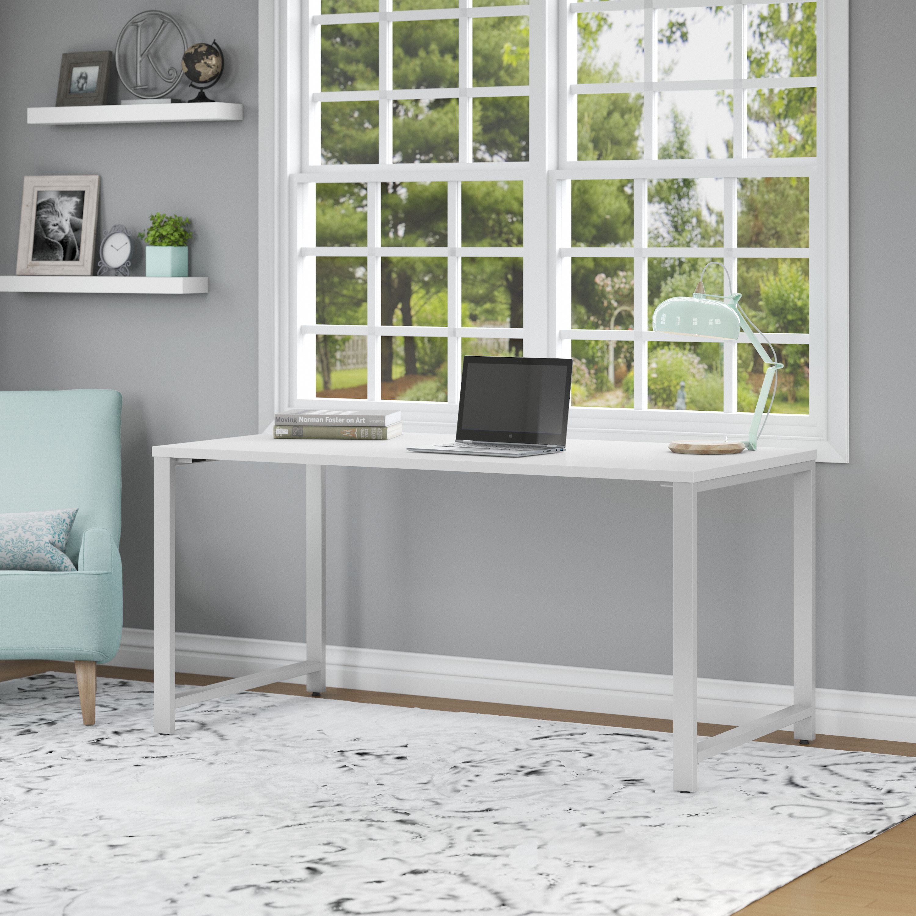Shop Bush Business Furniture 400 Series 60W x 30D Table Desk with Metal Legs 01 400S144WH #color_white