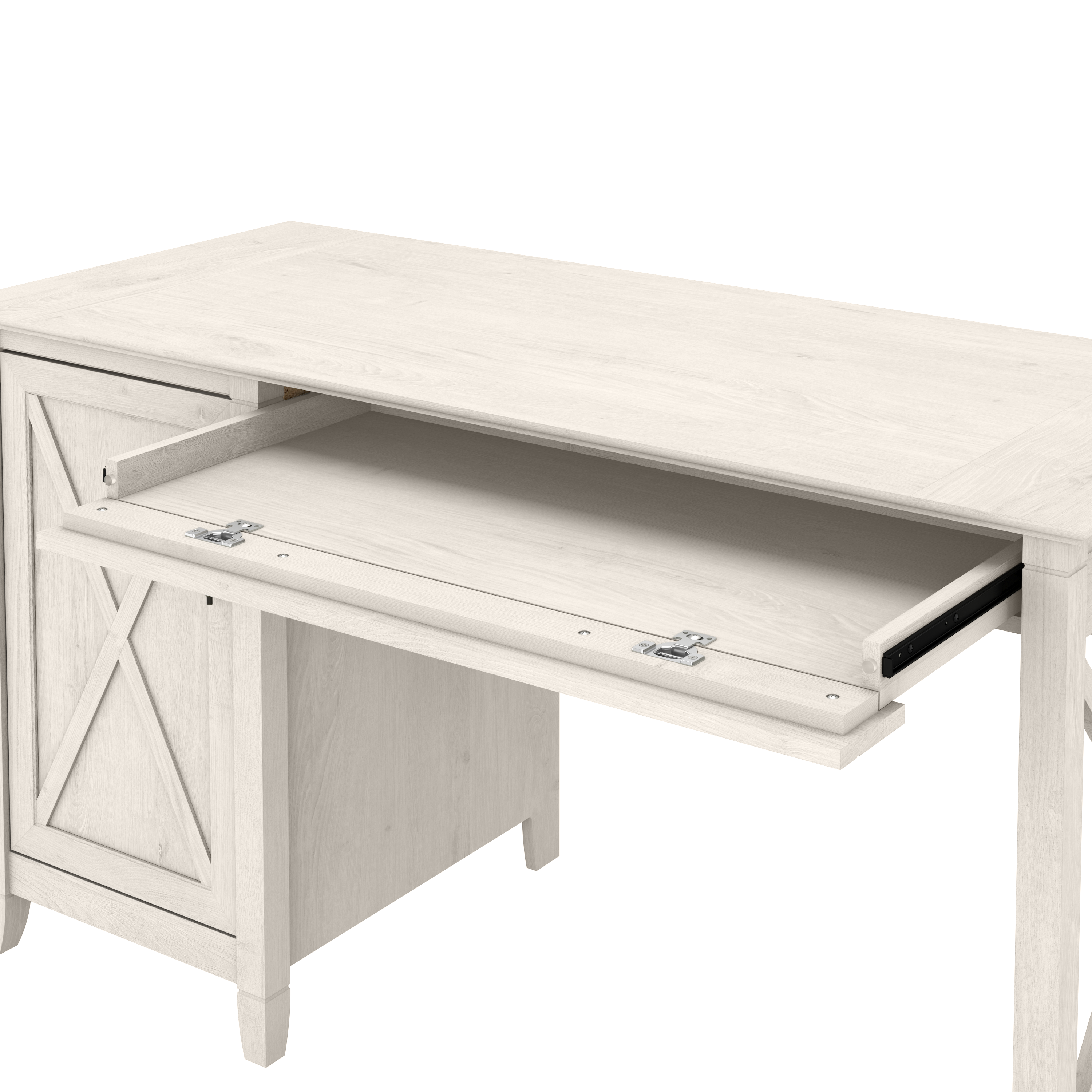 Shop Bush Furniture Key West 54W Computer Desk with Keyboard Tray and Storage 04 KWD154LW-03 #color_linen white oak