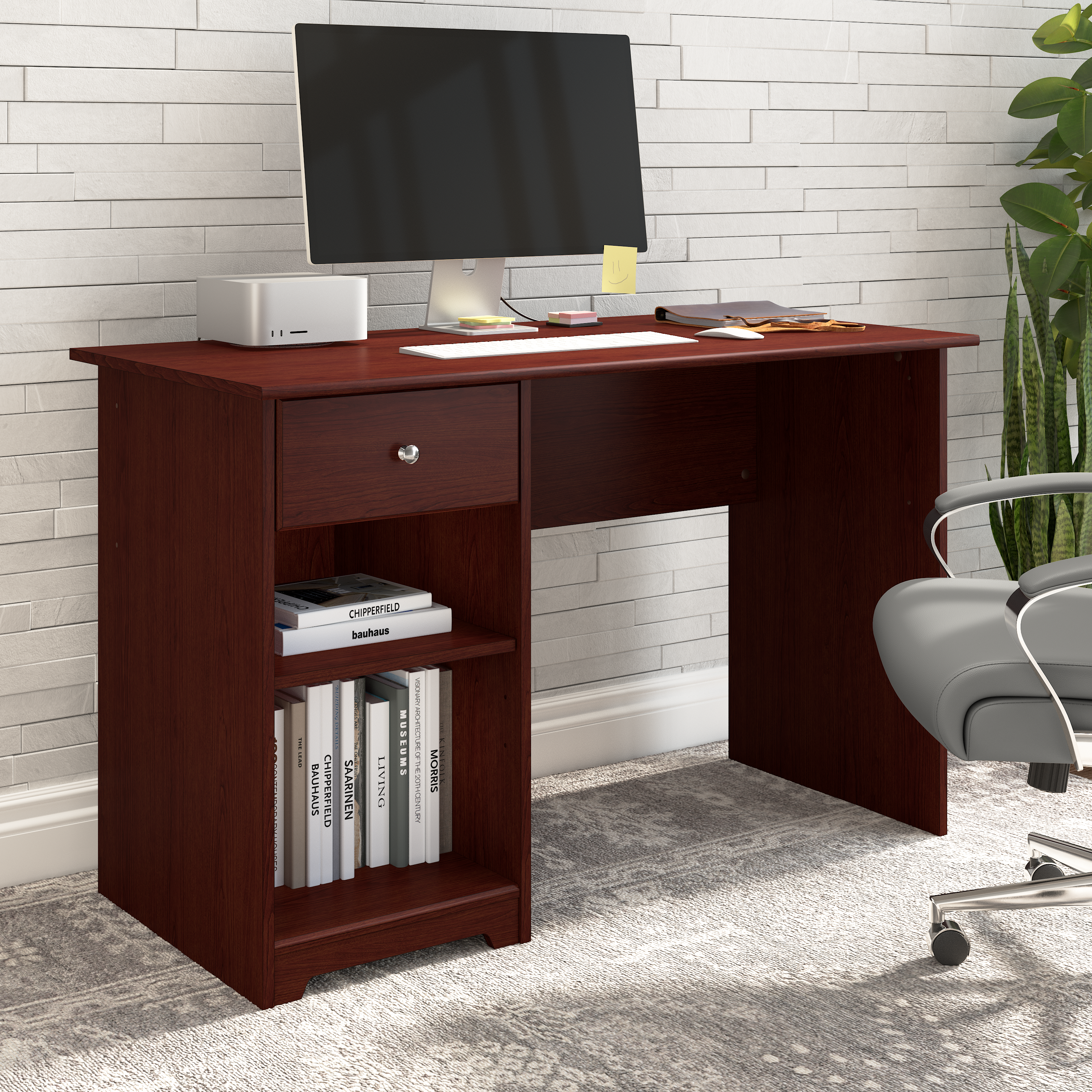 Shop Bush Furniture Cabot 48W Computer Desk with Storage 01 WC31447 #color_harvest cherry