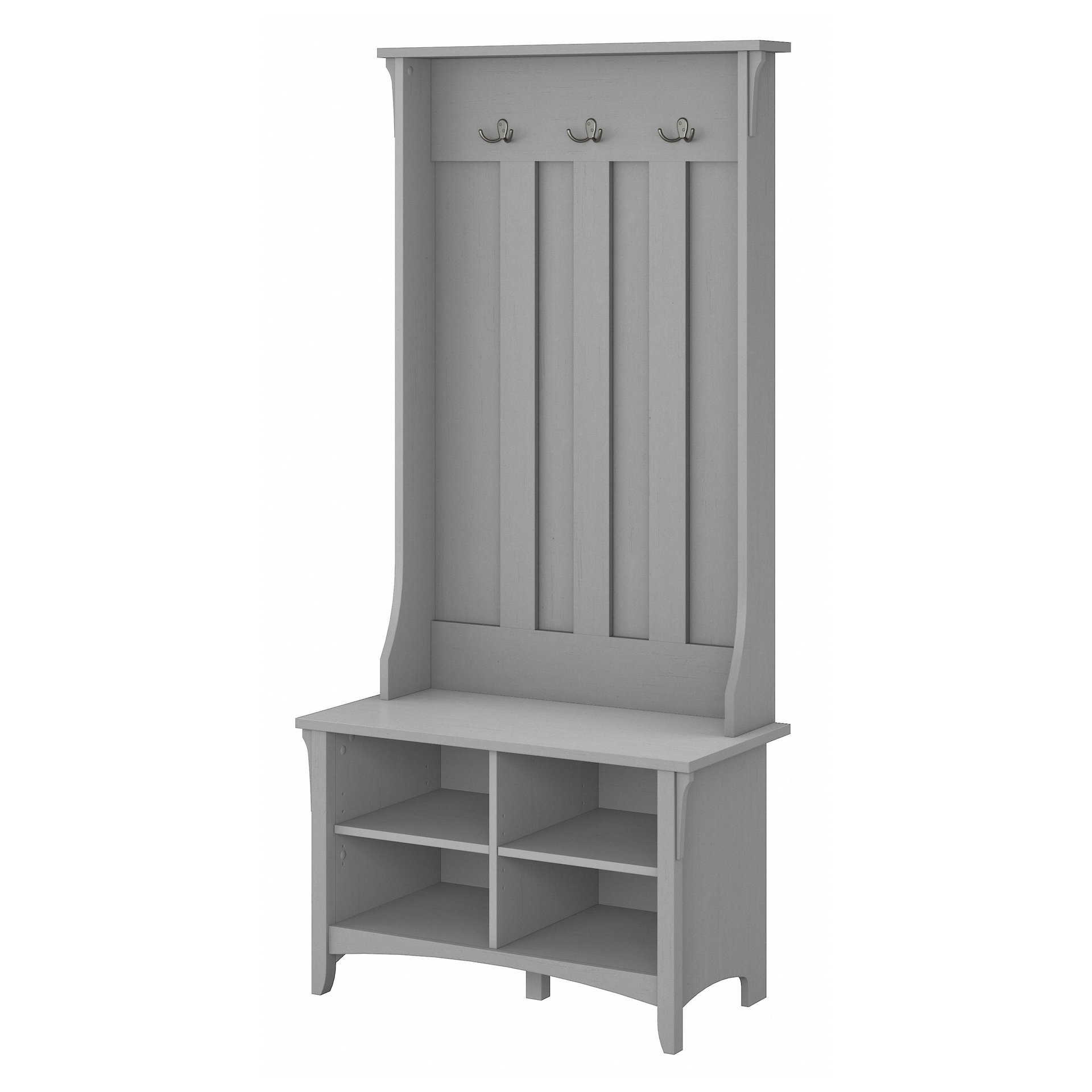 Sikaic Hall Tree with Bench and Shoe Storage Embossed White