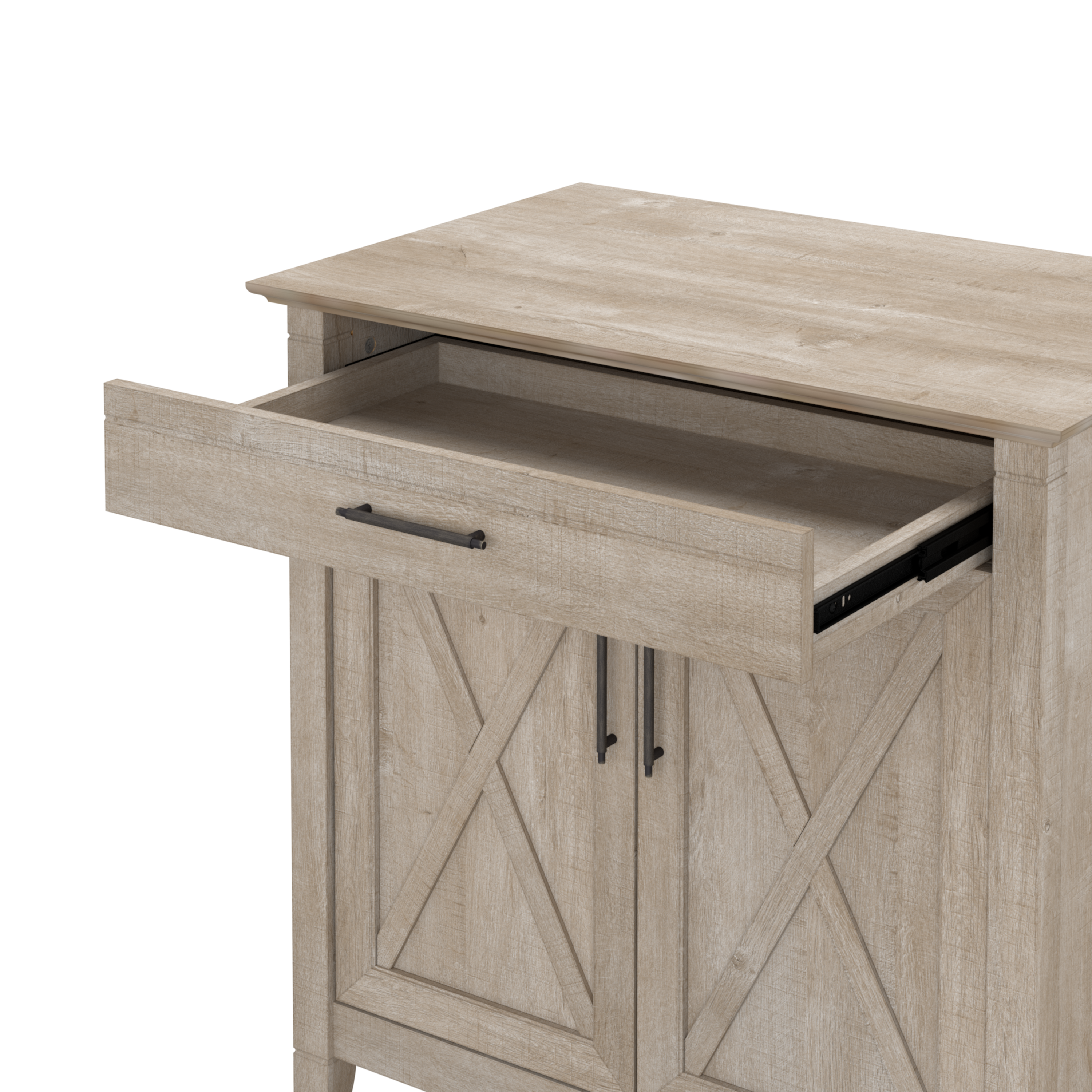 Shop Bush Furniture Key West Secretary Desk with Storage and 5 Shelf Bookcase 05 KWS012WG #color_washed gray
