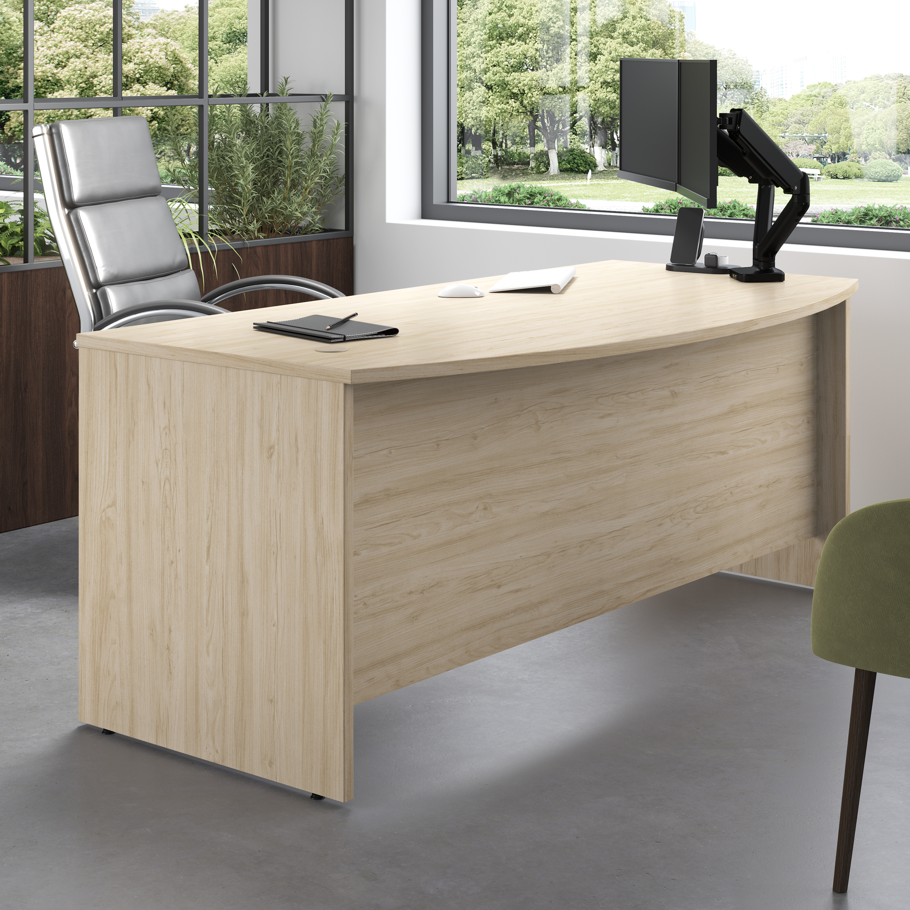 Shop Bush Business Furniture Studio C 72W x 36D Bow Front Desk 01 SCD172NE #color_natural elm