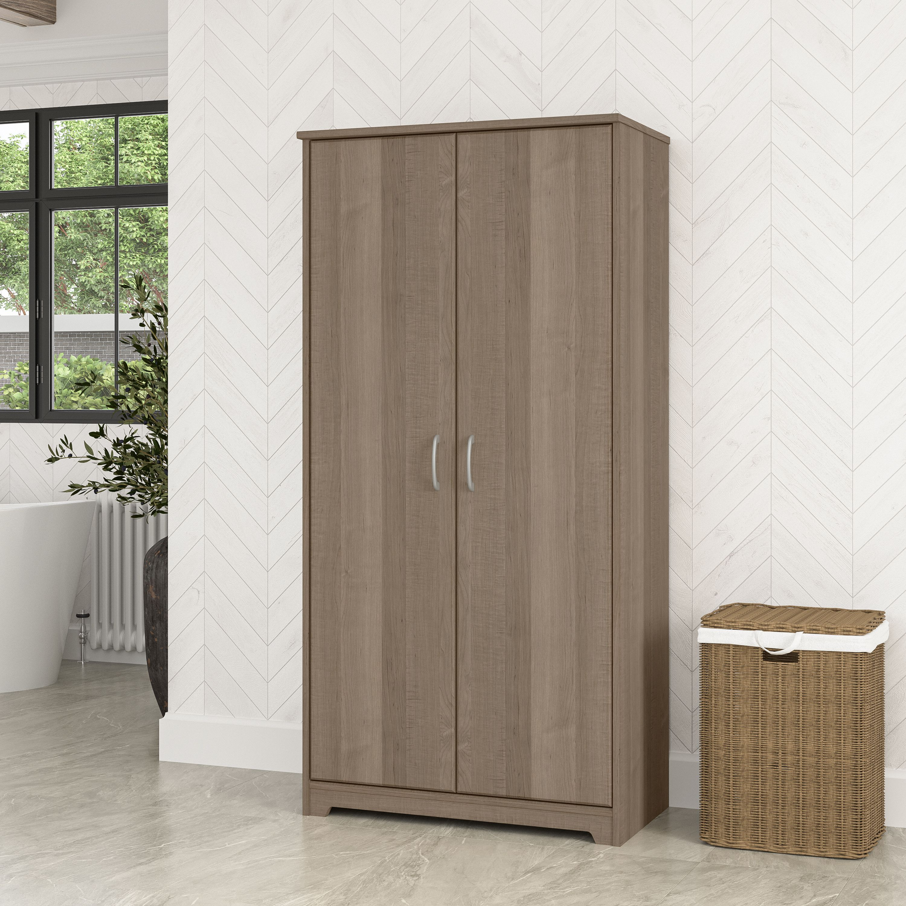 Shop Bush Furniture Cabot Tall Bathroom Storage Cabinet with Doors 01 WC31299-Z1 #color_ash gray