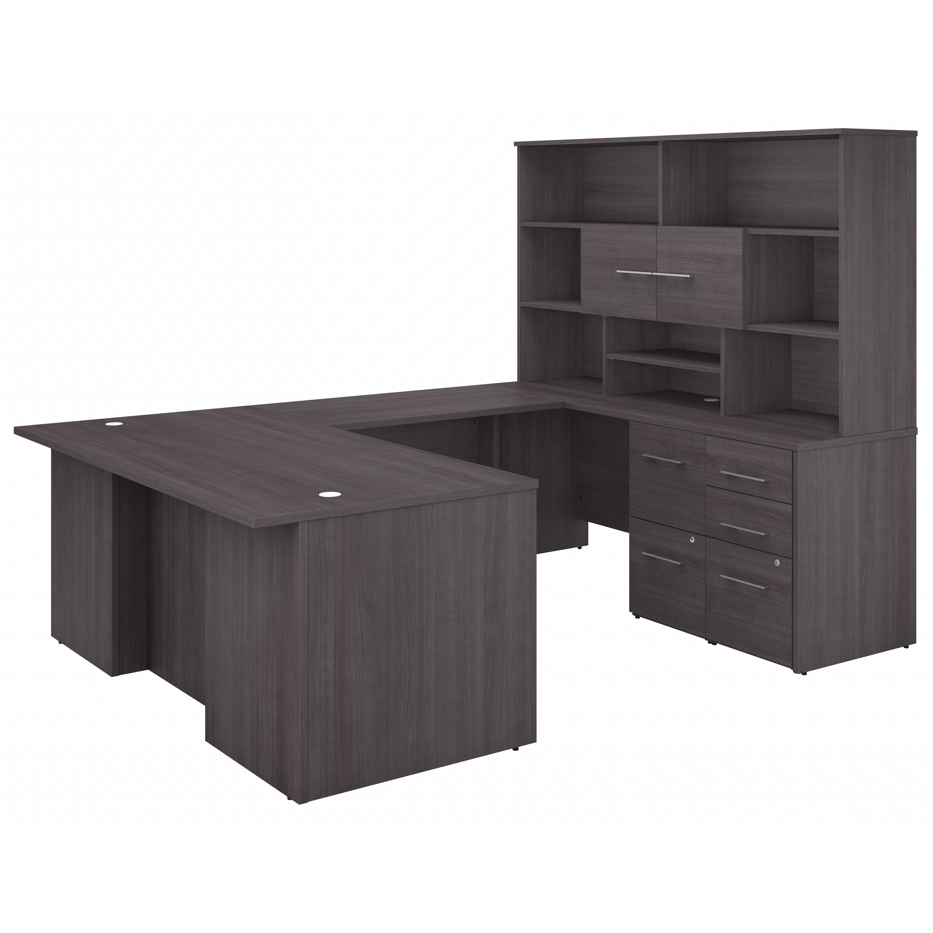 Shop Bush Business Furniture Office 500 72W U Shaped Executive Desk with Drawers and Hutch 02 OF5003SGSU #color_storm gray