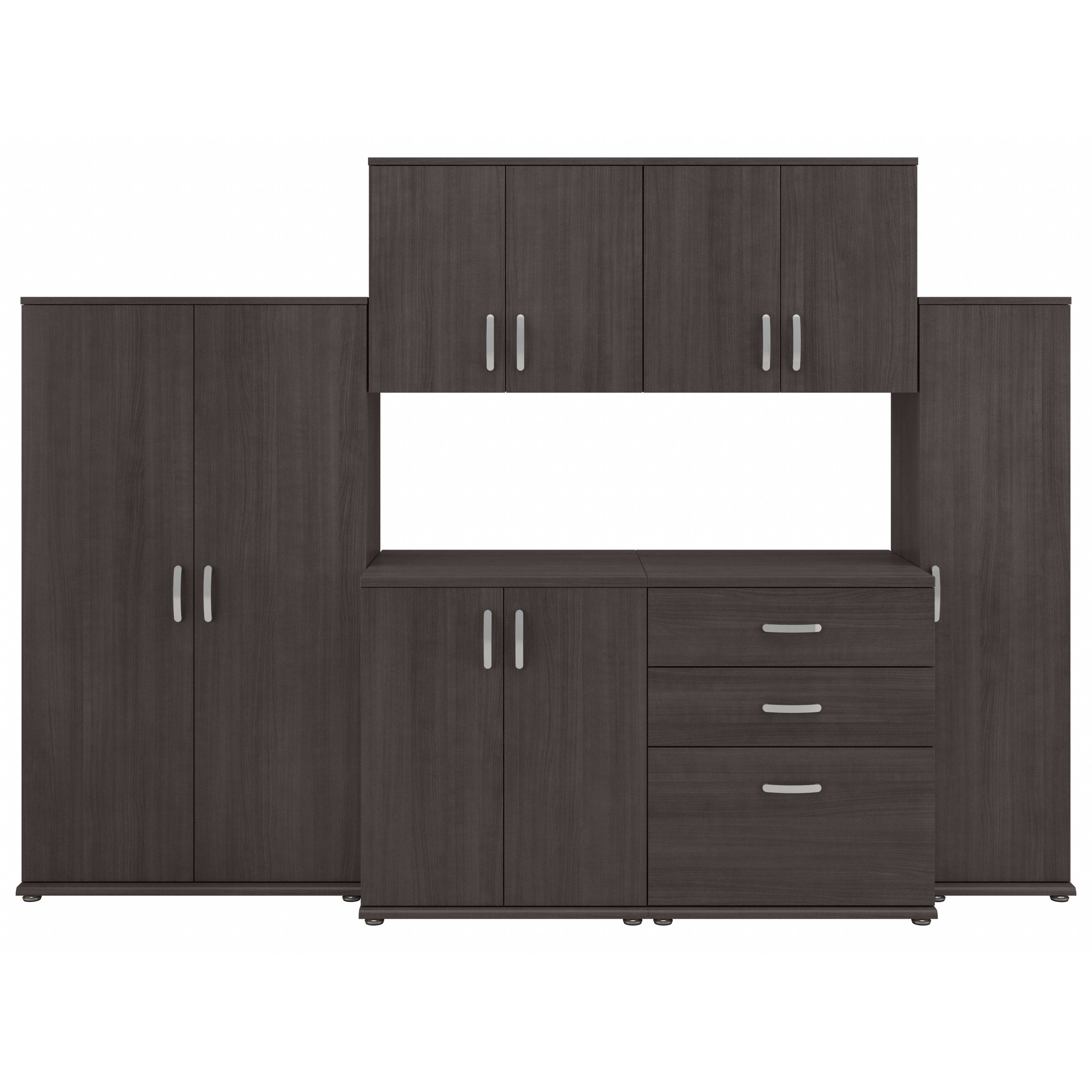 Shop Bush Business Furniture Universal 6 Piece Modular Closet Storage Set with Floor and Wall Cabinets 02 CLS002SG #color_storm gray