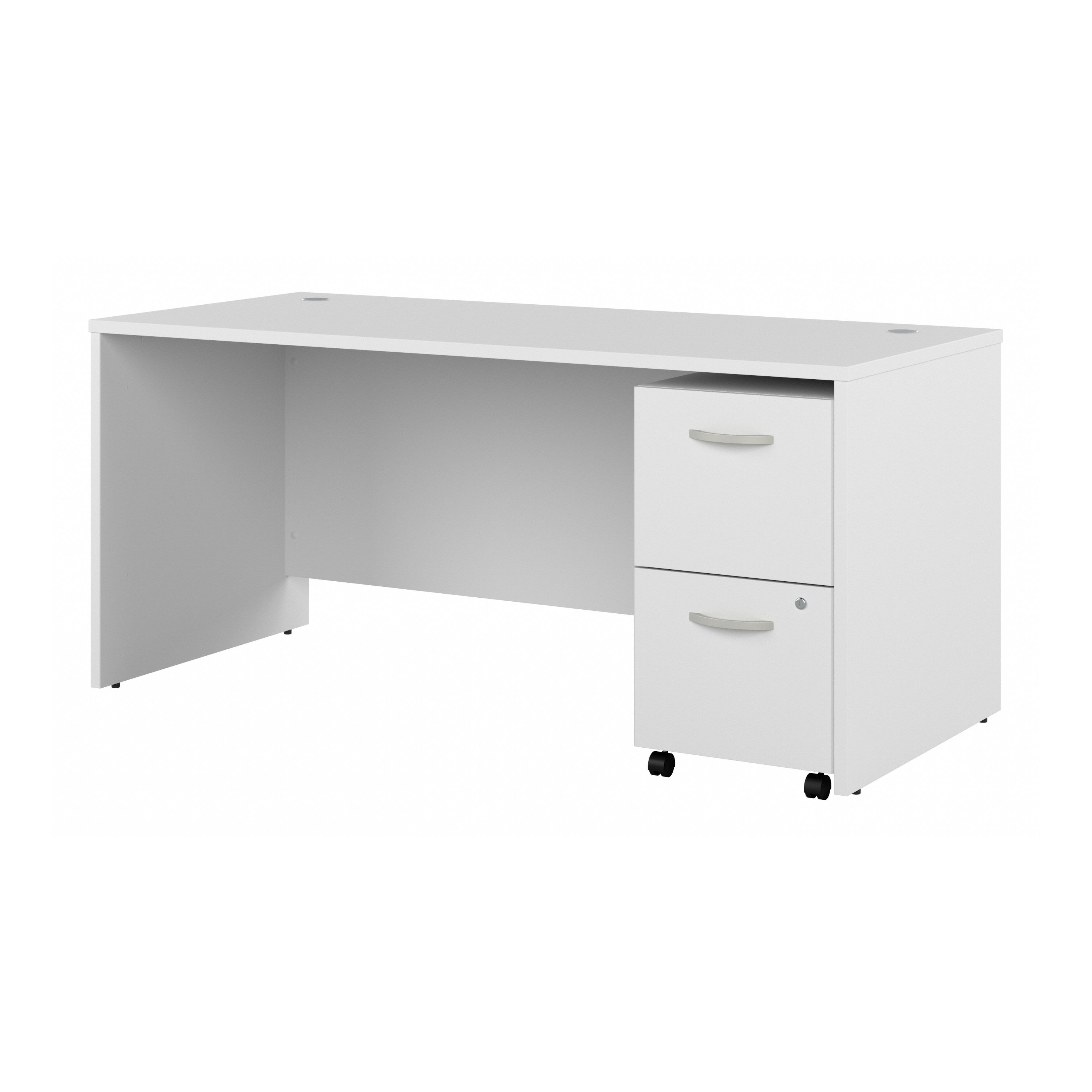 Shop Bush Business Furniture Studio C 66W x 30D Office Desk with 2 Drawer Mobile File Cabinet 02 STC071WHSU #color_white