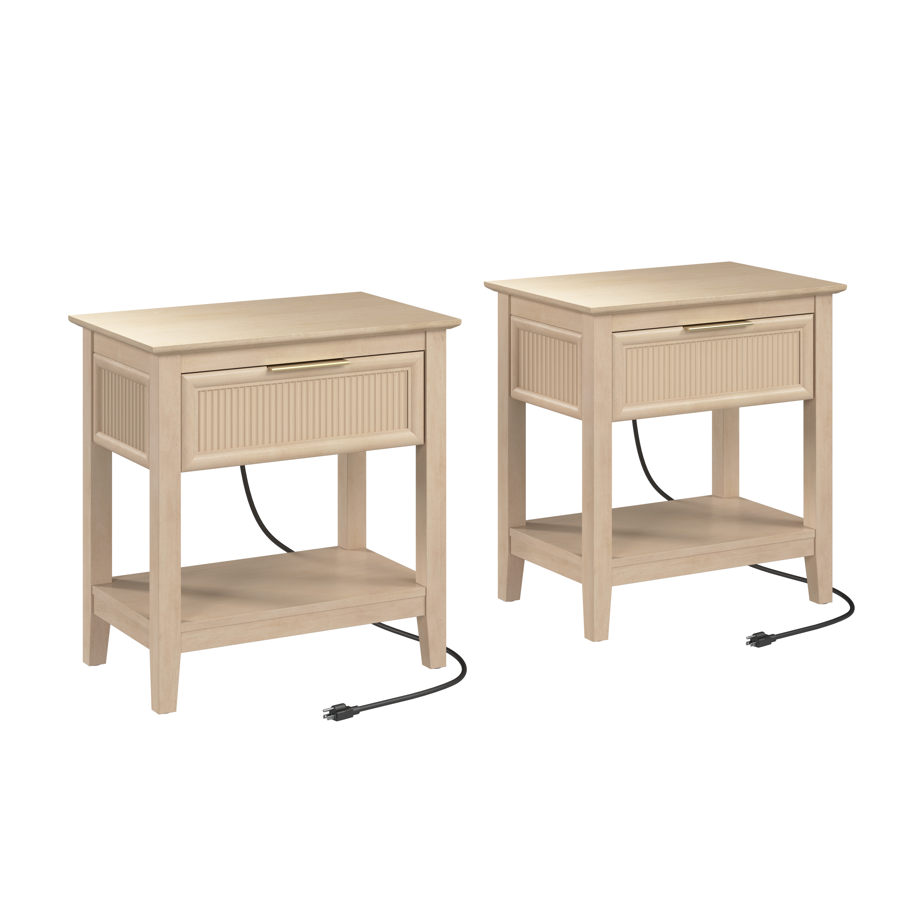 Bush Home Camille Fluted End Table with Drawer - Set of 2