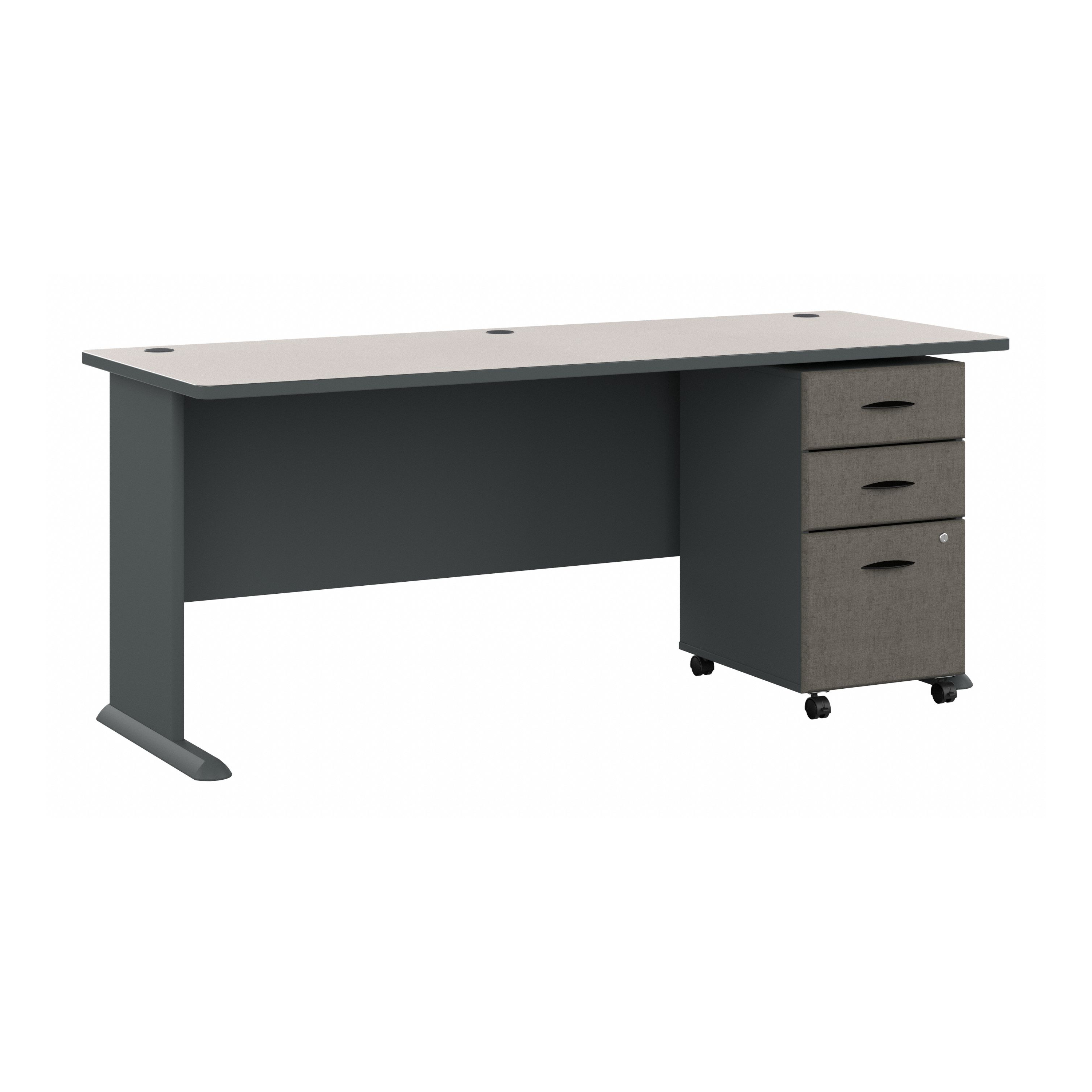 Shop Bush Business Furniture Series A 72W Desk with Mobile File Cabinet 02 SRA013SLSU #color_slate/white spectrum