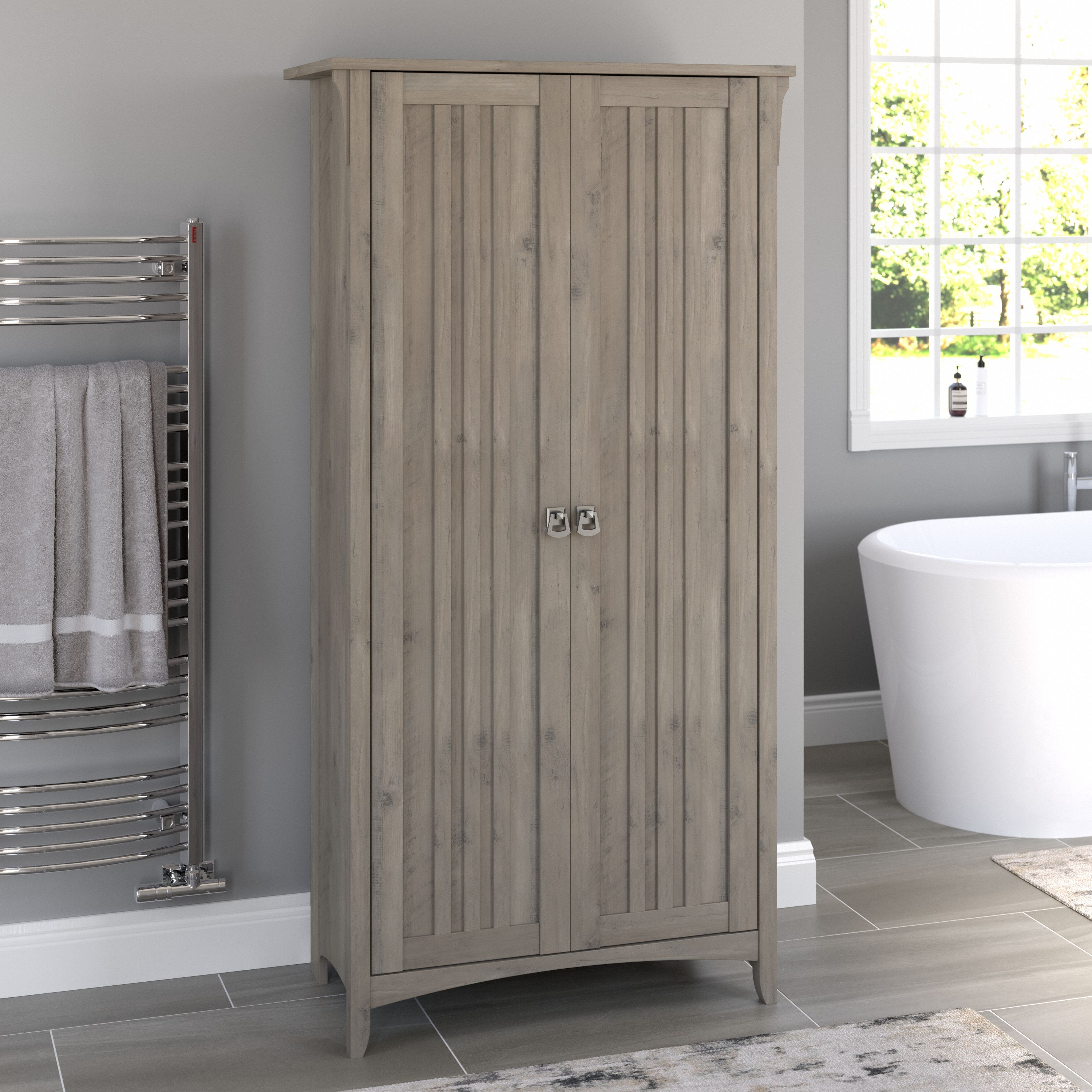 Shop Bush Furniture Salinas Bathroom Storage Cabinet with Doors 01 SAL015DG #color_driftwood gray