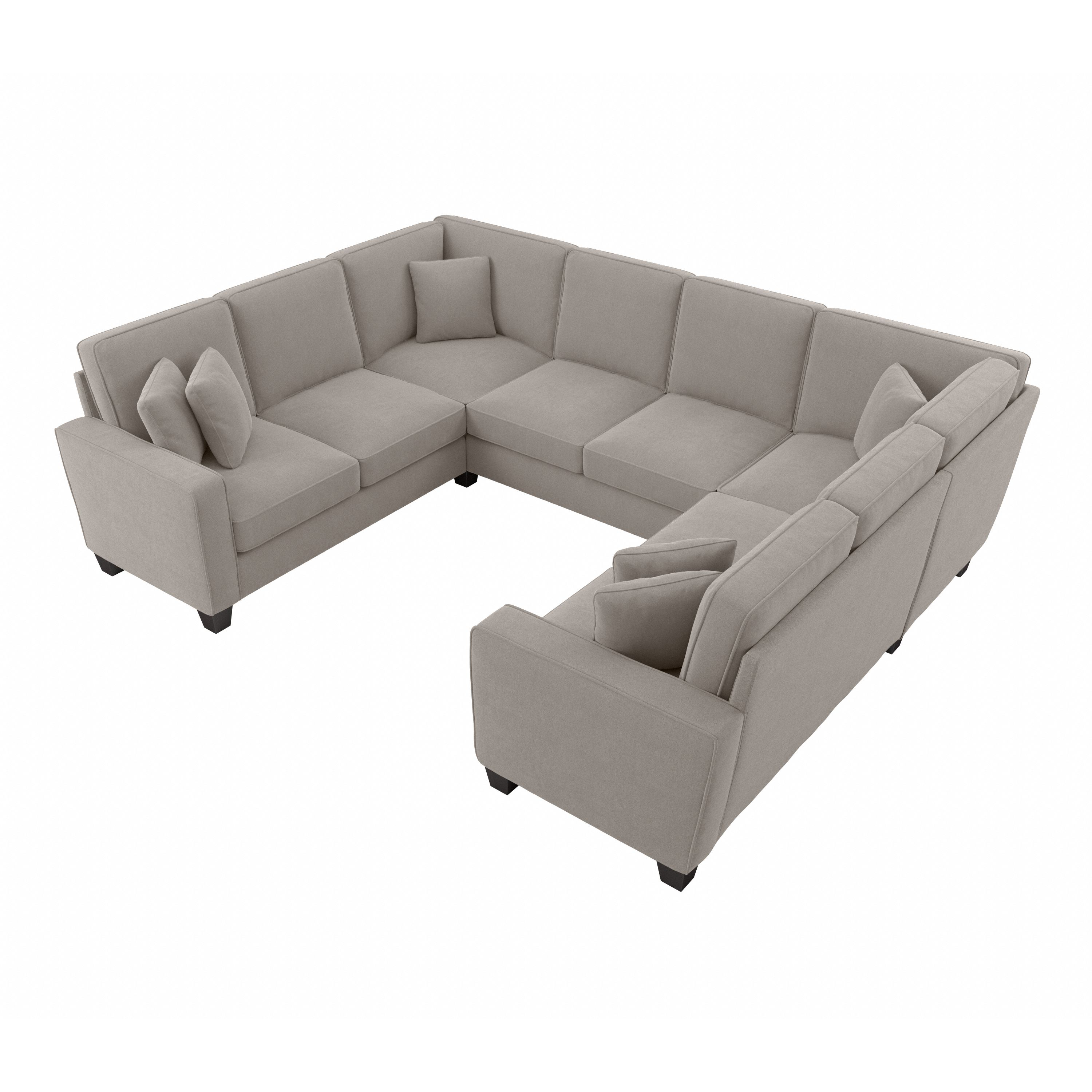 Shop Bush Furniture Stockton 113W U Shaped Sectional Couch 02 SNY112SBGH-03K #color_beige herringbone fabric