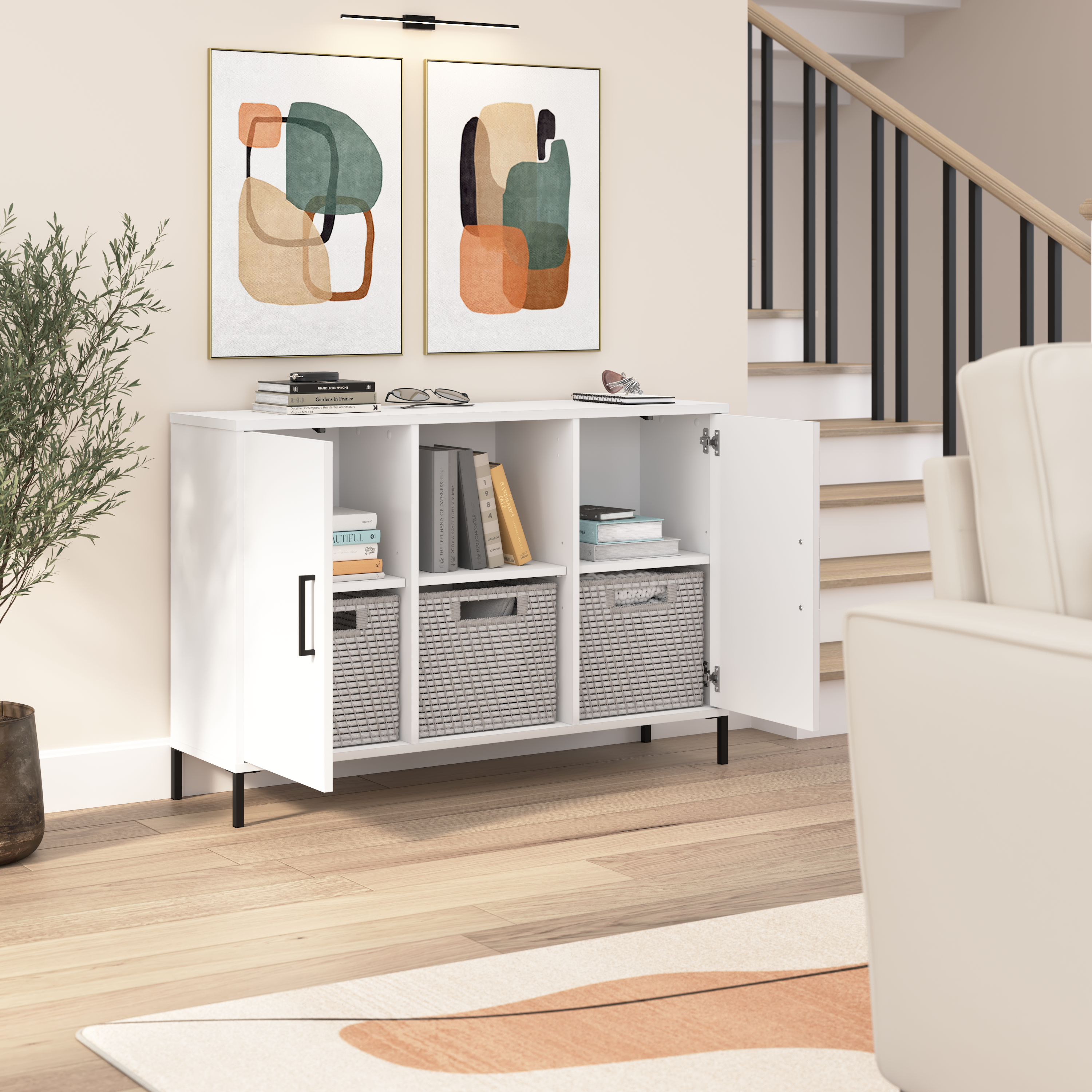 Shop Bush Furniture Essence Accent Cabinet with Doors 06 ESS143WH #color_white