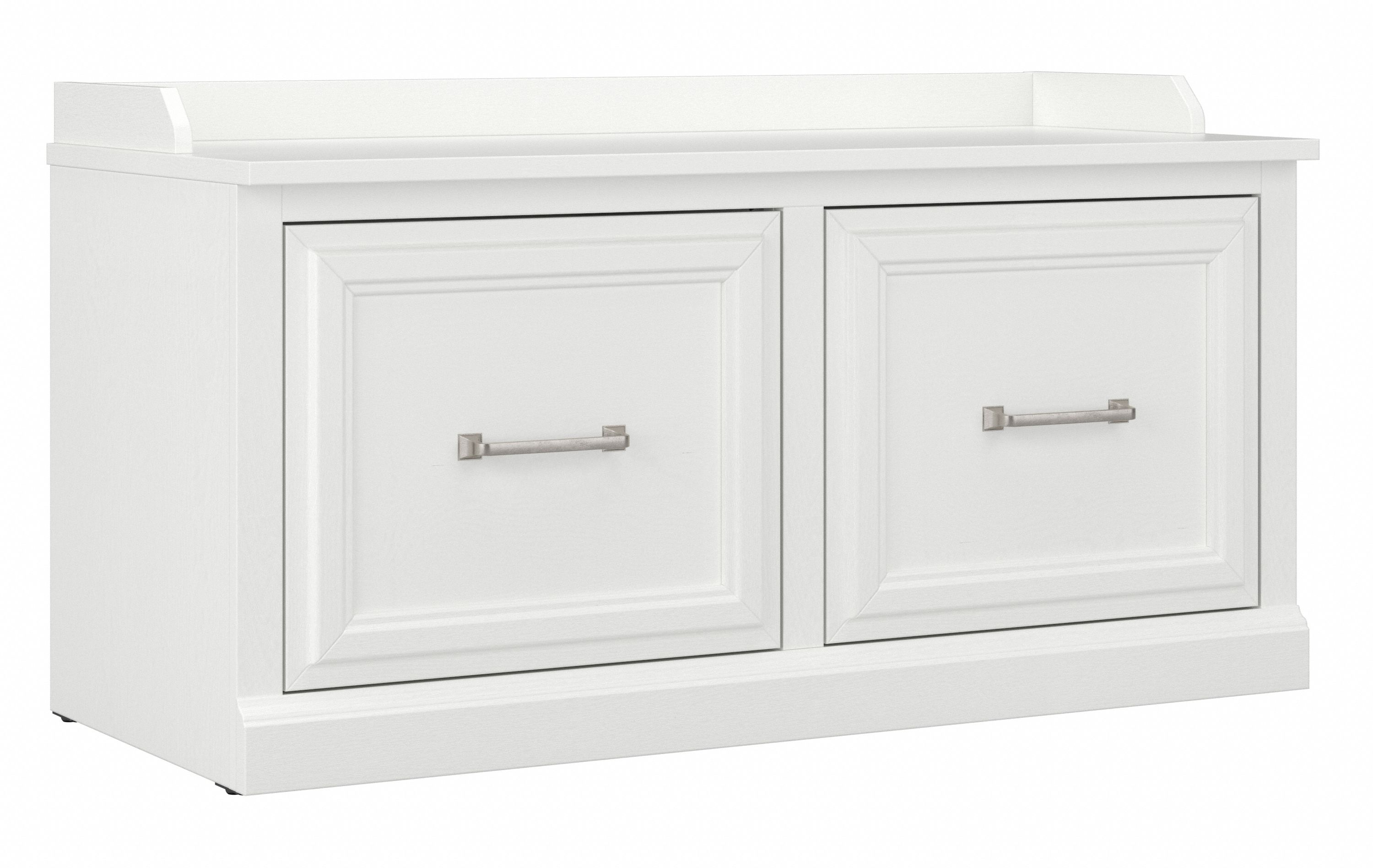 Shop Bush Furniture Woodland 40W Shoe Storage Bench with Doors 02 WDS140WAS-03 #color_white ash