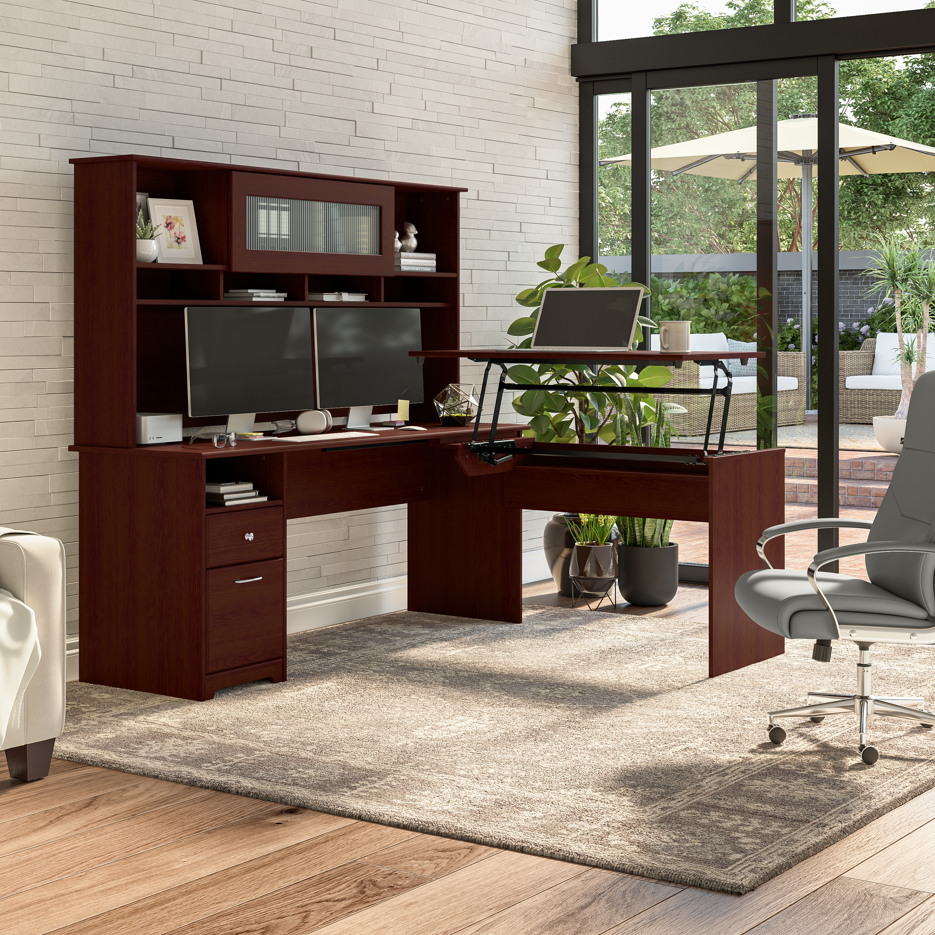 Shop Bush Furniture Cabot 72W Computer Desk with Drawers 08 WC31472 #color_harvest cherry