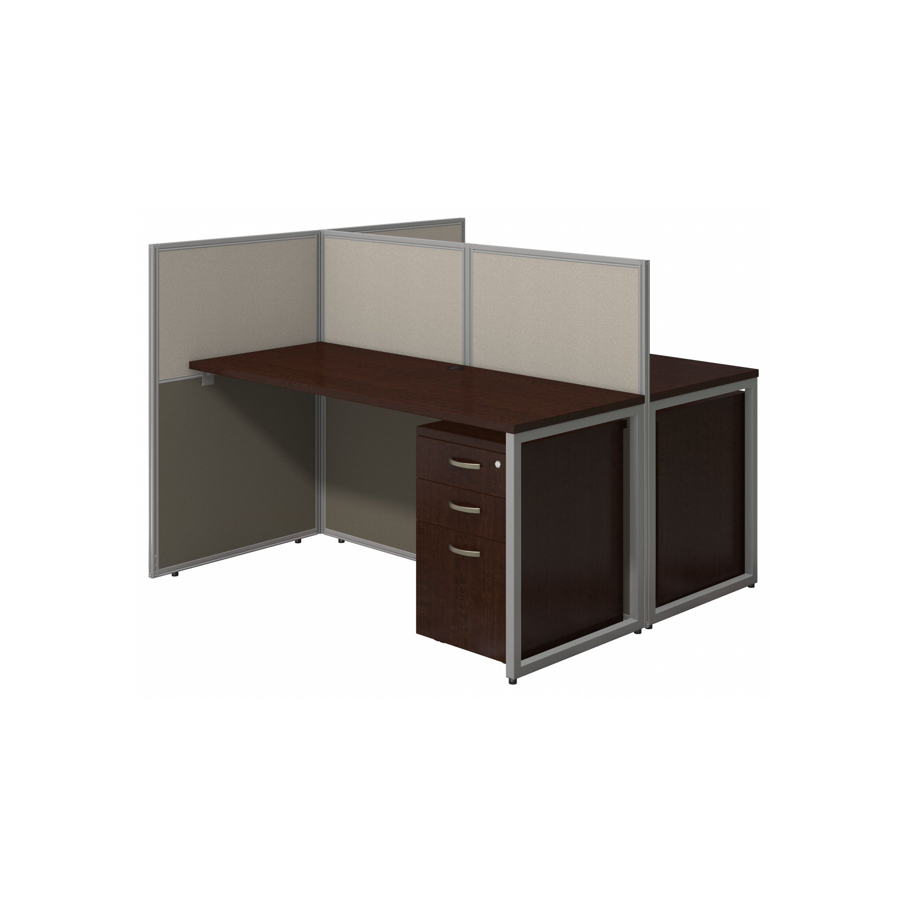 Shop Bush Business Furniture Easy Office 60W 2 Person Cubicle Desk with File Cabinets and 45H Panels 02 EOD460SMR-03K #color_mocha cherry