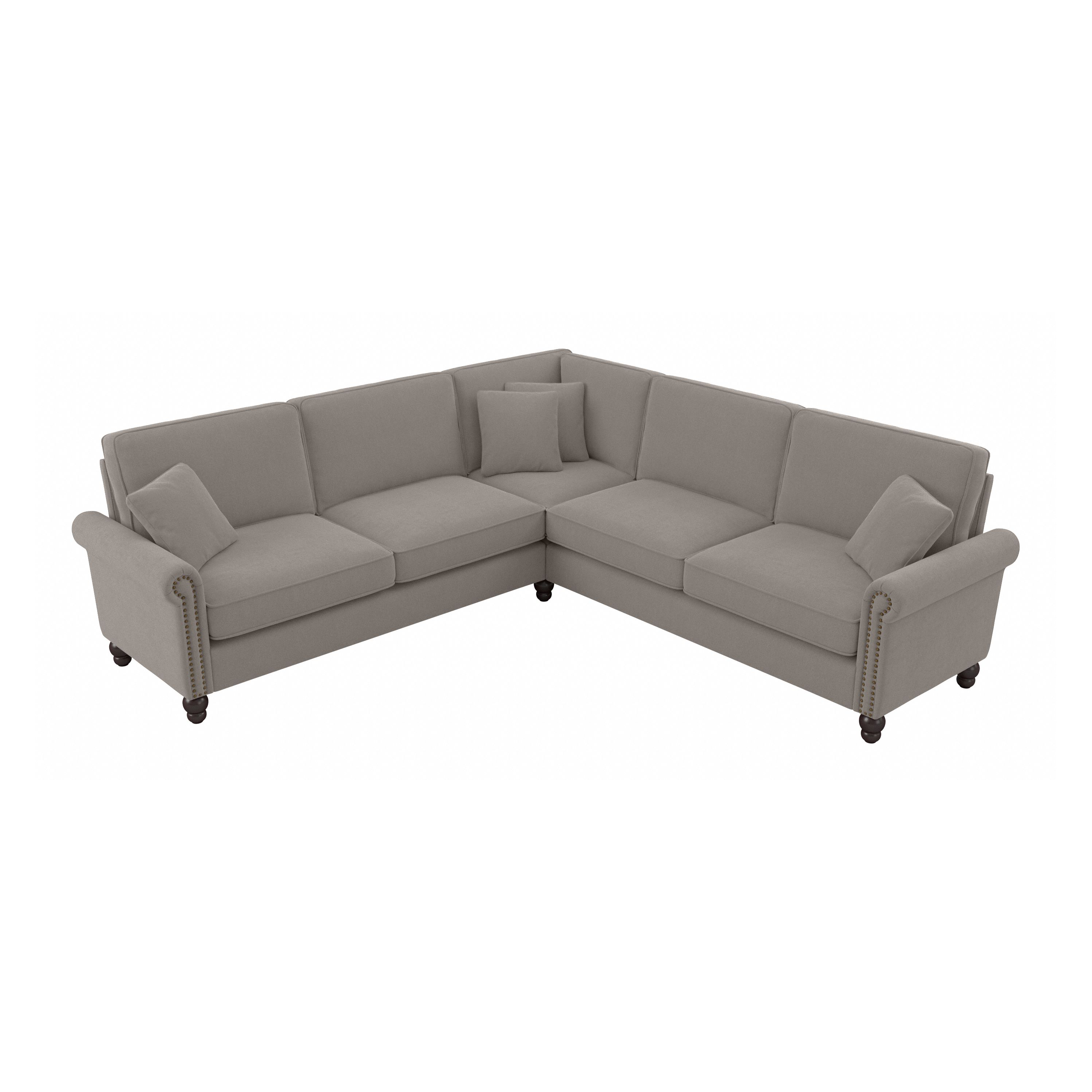 Shop Bush Furniture Coventry 99W L Shaped Sectional Couch 02 CVY98BBGH-03K #color_beige herringbone fabric