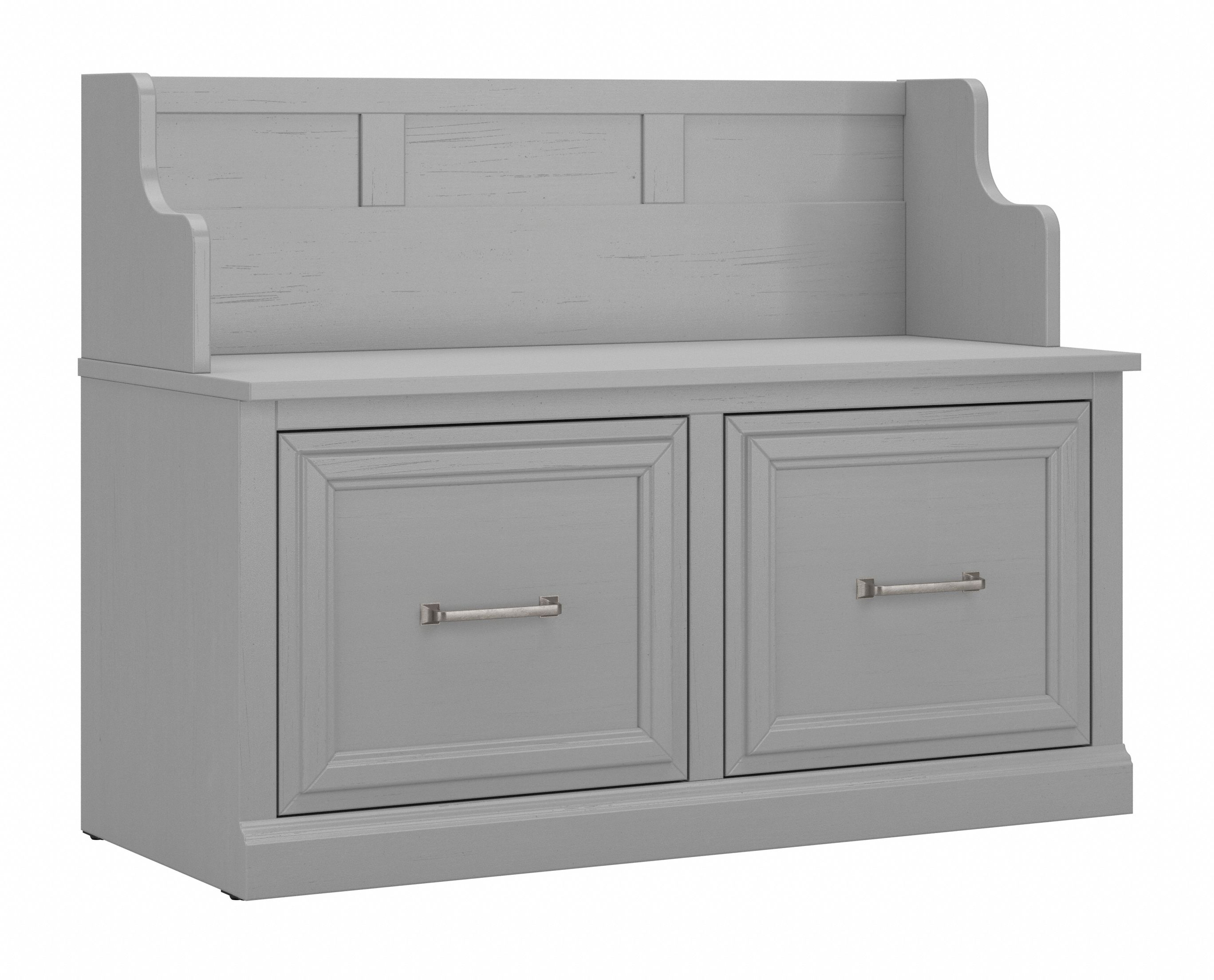 Shop Bush Furniture Woodland 40W Entryway Bench with Doors 02 WDL005CG #color_cape cod gray
