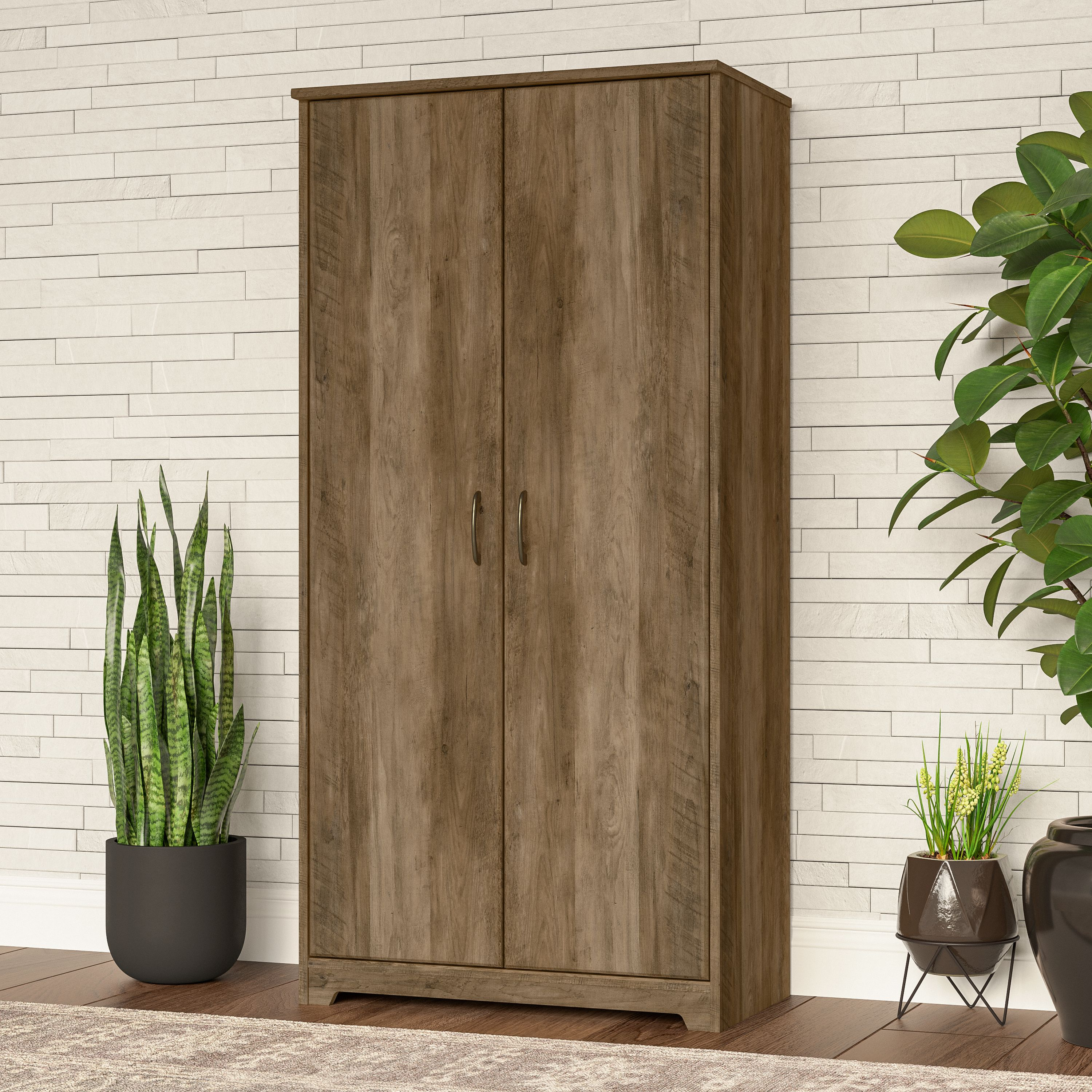 Shop Bush Furniture Cabot Tall Storage Cabinet with Doors 01 WC31599 #color_reclaimed pine