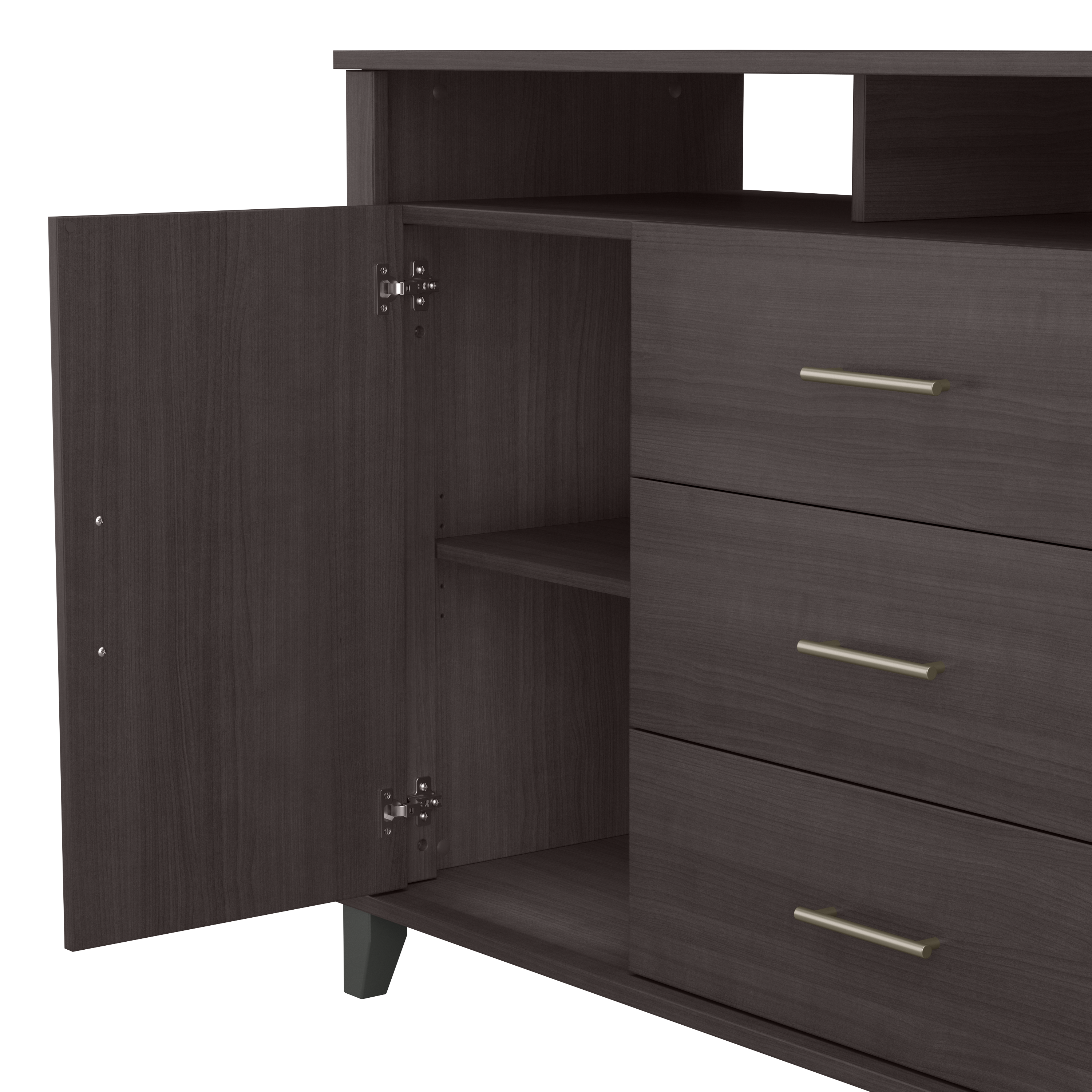 Shop Bush Furniture Somerset 3 Drawer Dresser and Bedroom TV Stand 04 STV148SGK #color_storm gray