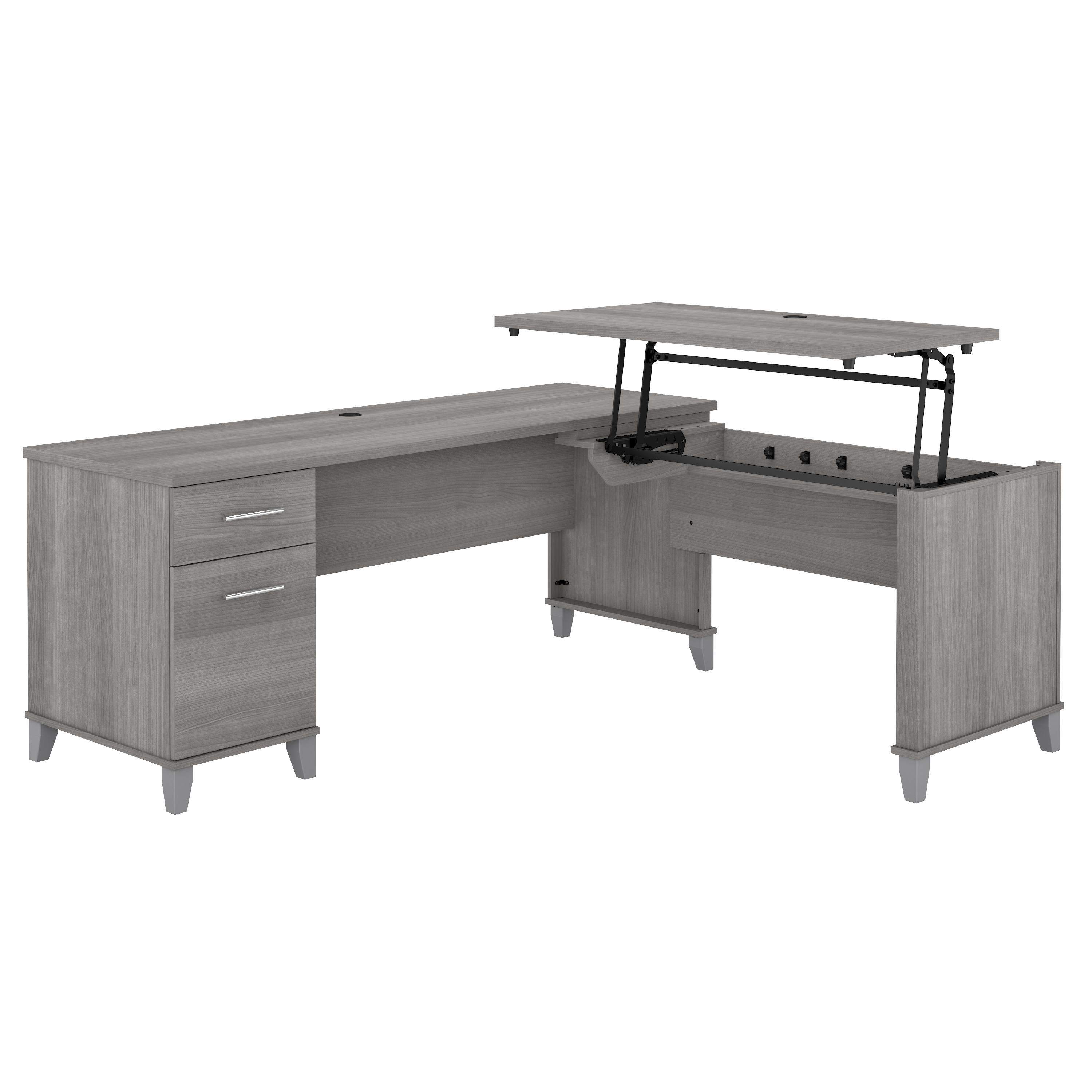 Shop Bush Furniture Somerset 72W 3 Position Sit to Stand L Shaped Desk 02 SET014PG #color_platinum gray