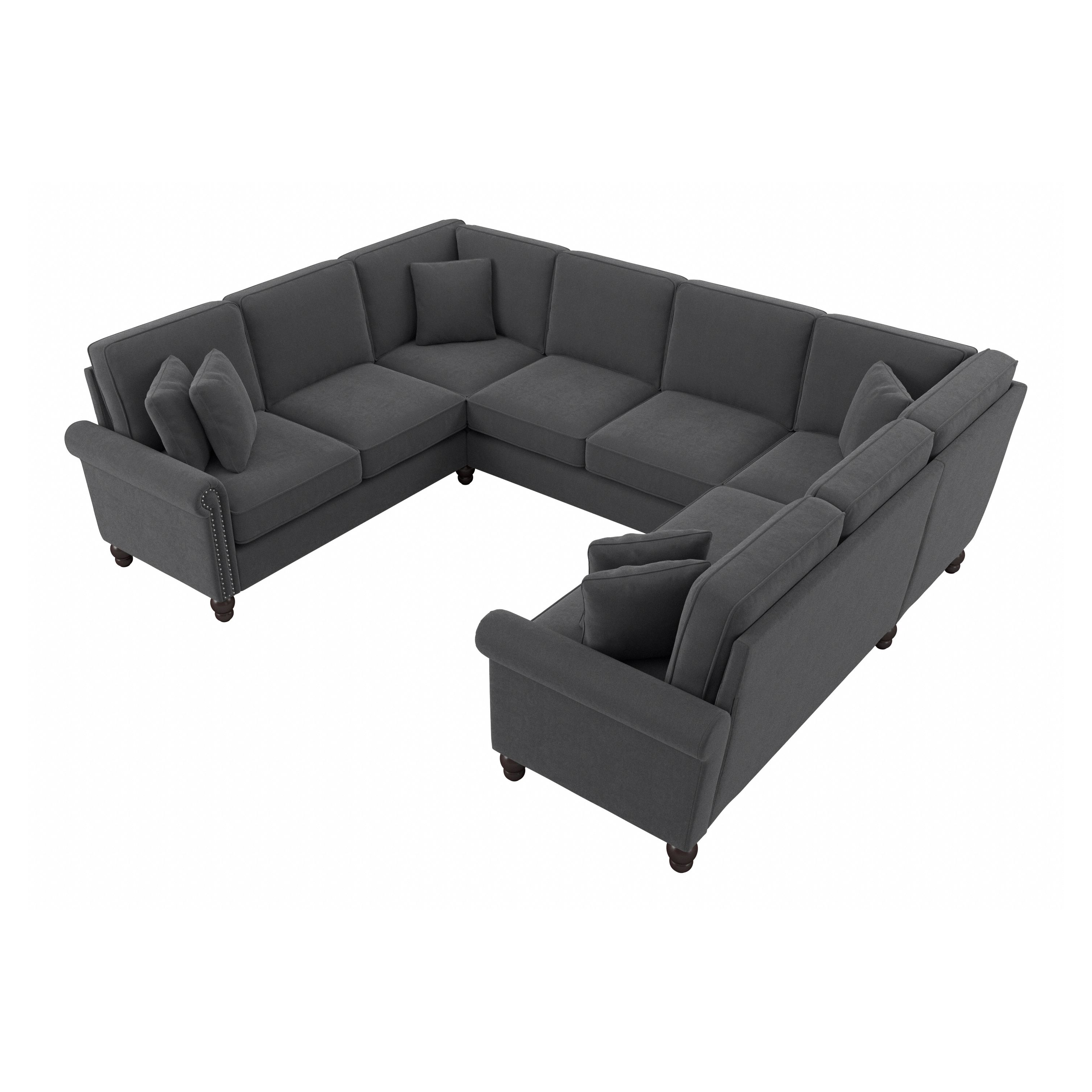 Shop Bush Furniture Coventry 113W U Shaped Sectional Couch 02 CVY112BCGH-03K #color_charcoal gray herringbone fabr