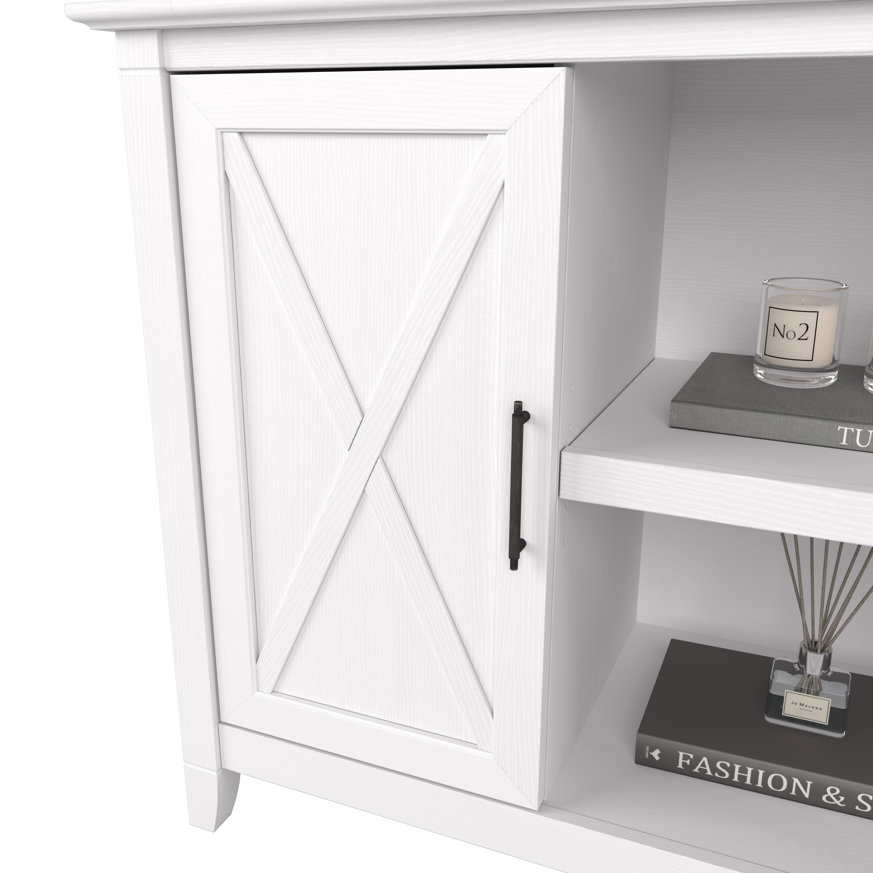 Shop Bush Furniture Key West Accent Cabinet with Doors 03 KWS146WT-03 #color_pure white oak
