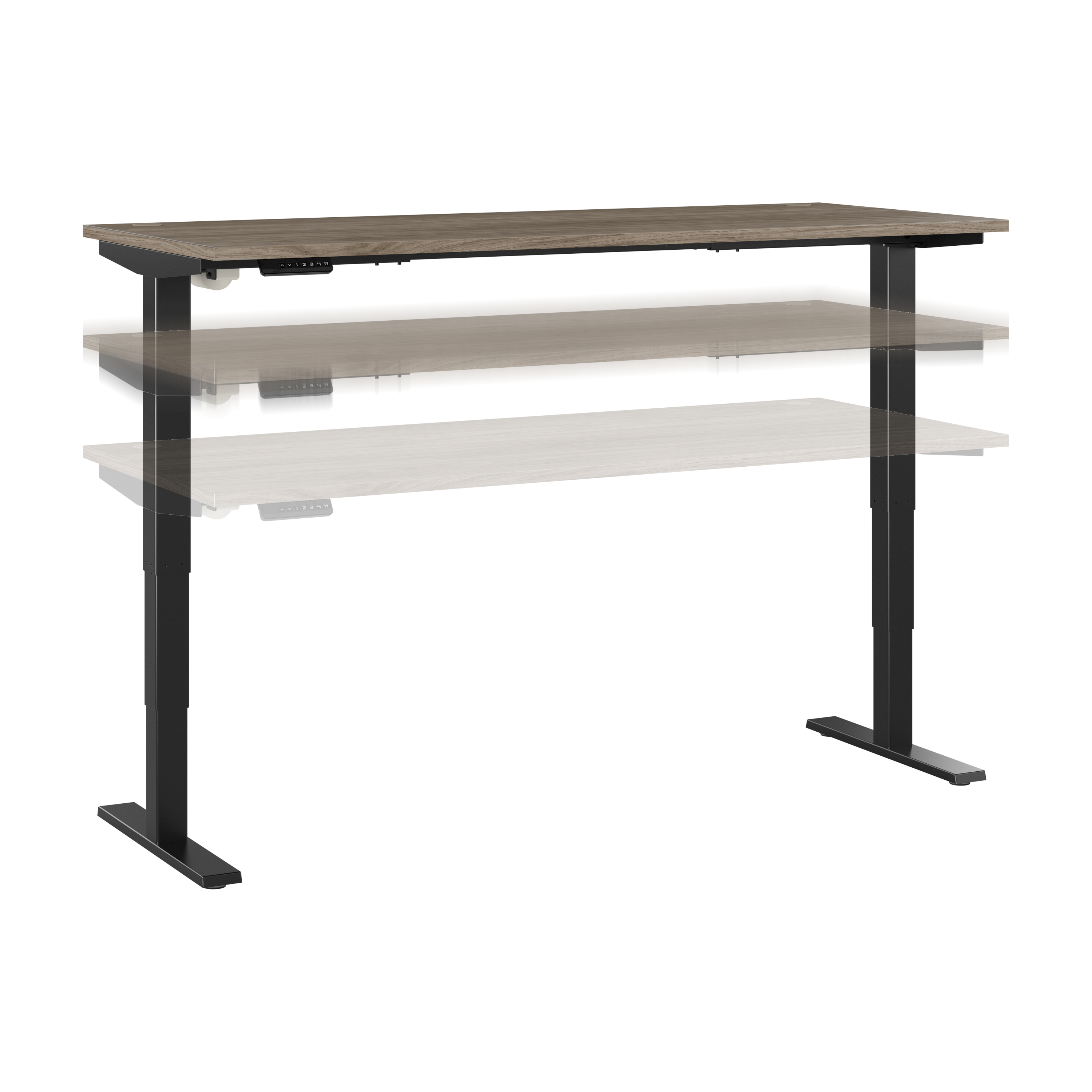 Shop Move 40 Series by Bush Business Furniture 72W x 30D Electric Height Adjustable Standing Desk 02 M4S7230MHBK #color_modern hickory/black powder coat