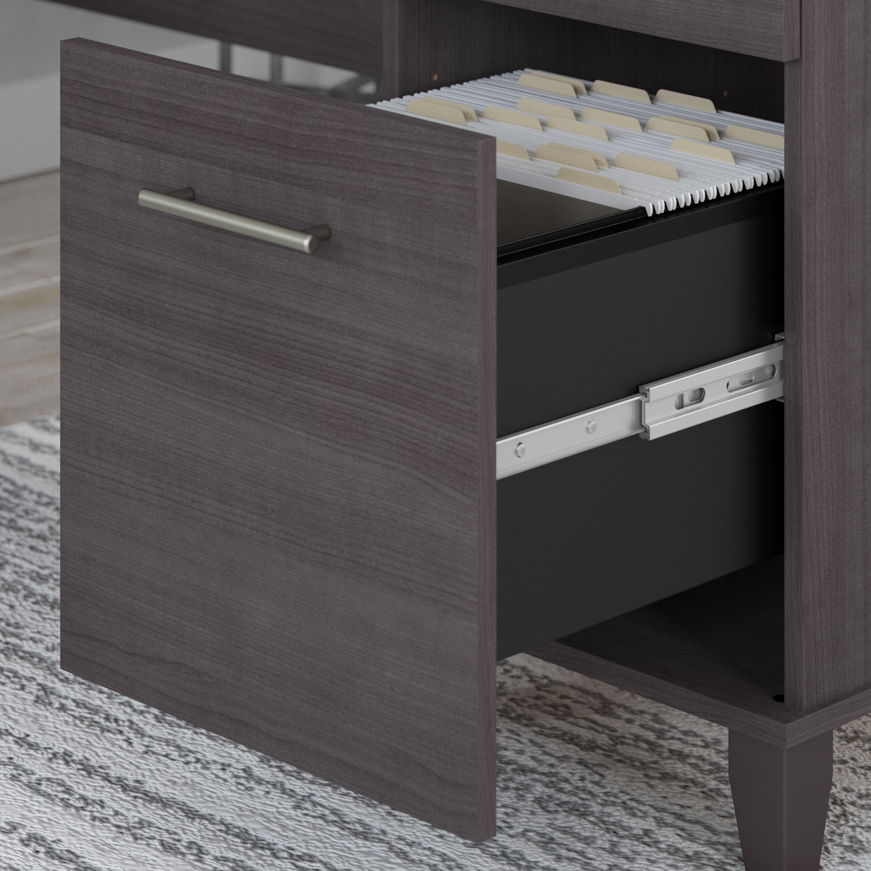 Shop Bush Furniture Somerset 60W L Shaped Desk with Storage 04 WC81530K #color_storm gray