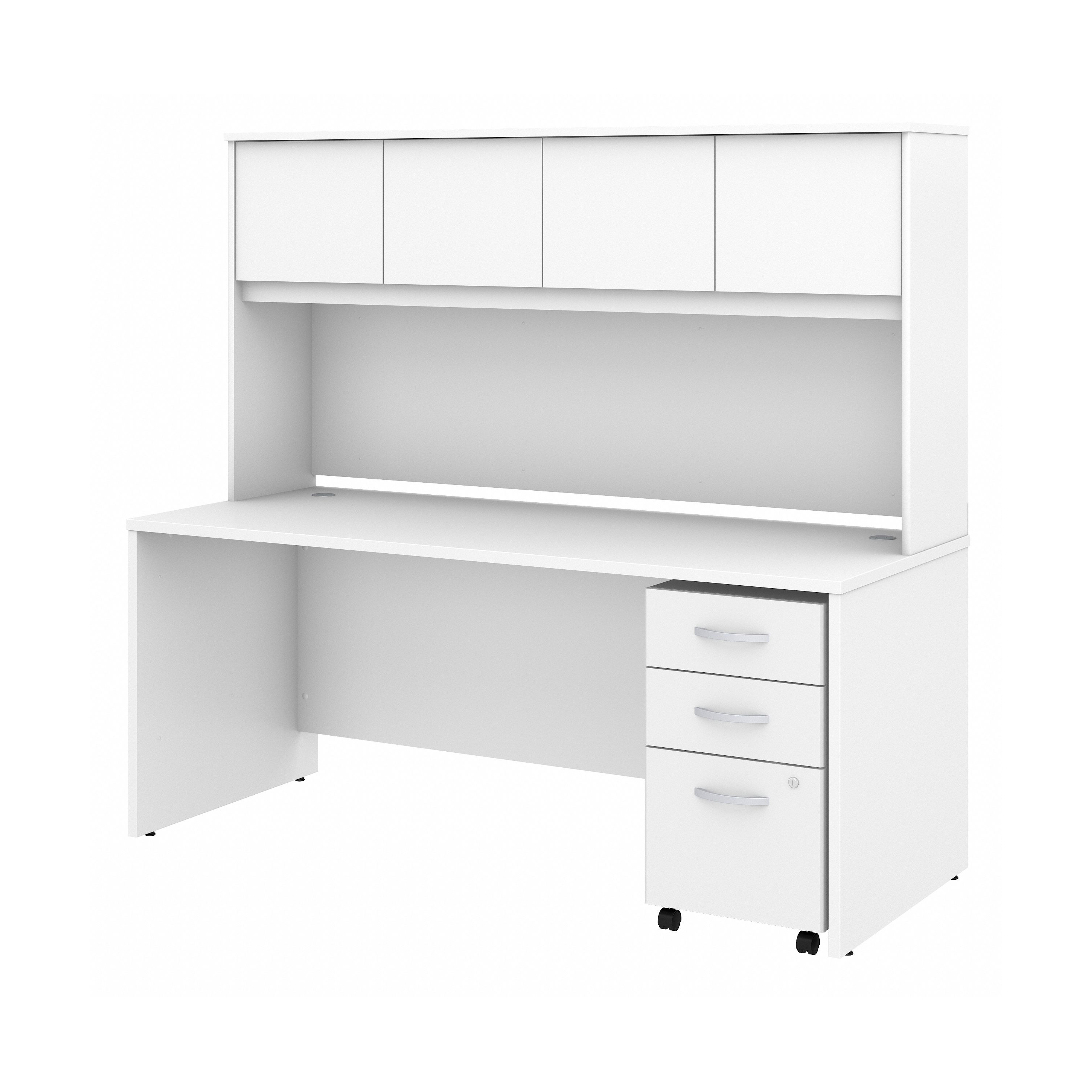 Shop Bush Business Furniture Studio C 72W x 30D Office Desk with Hutch and Mobile File Cabinet 02 STC011WHSU #color_white
