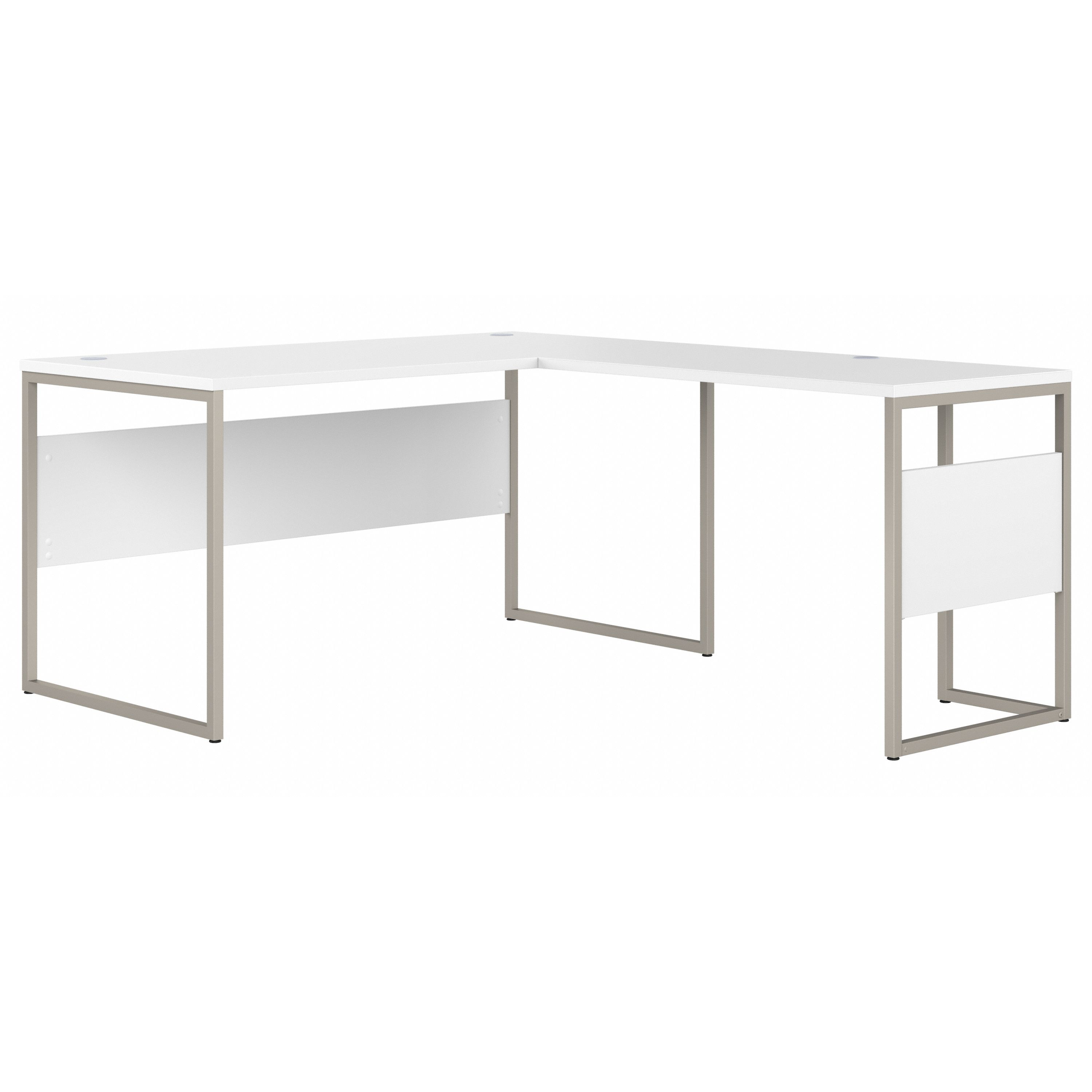 Shop Bush Business Furniture Hybrid 60W x 30D L Shaped Table Desk with Metal Legs 02 HYB027WH #color_white