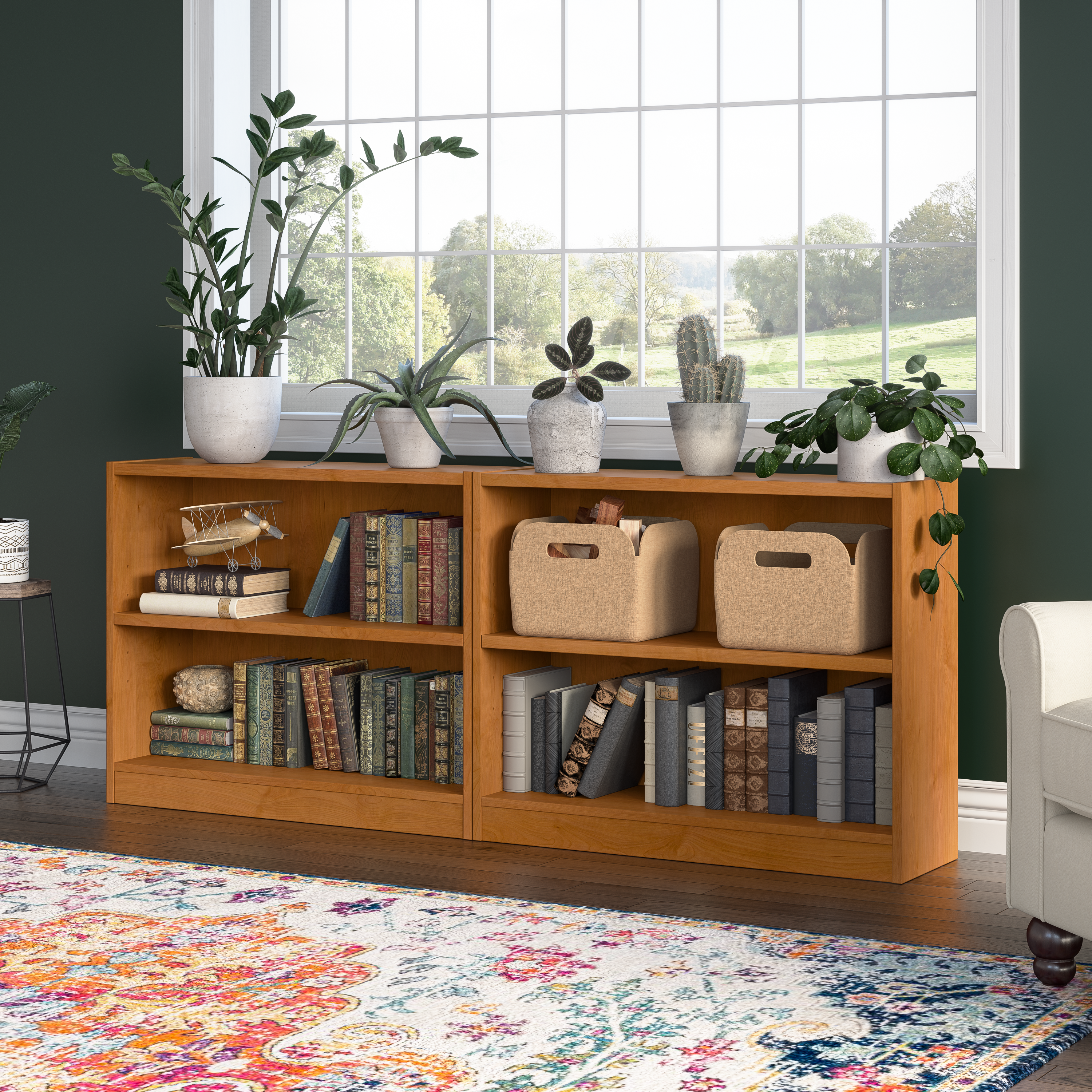 Shop Bush Furniture Universal Small 2 Shelf Bookcase 08 WL12466 #color_natural cherry