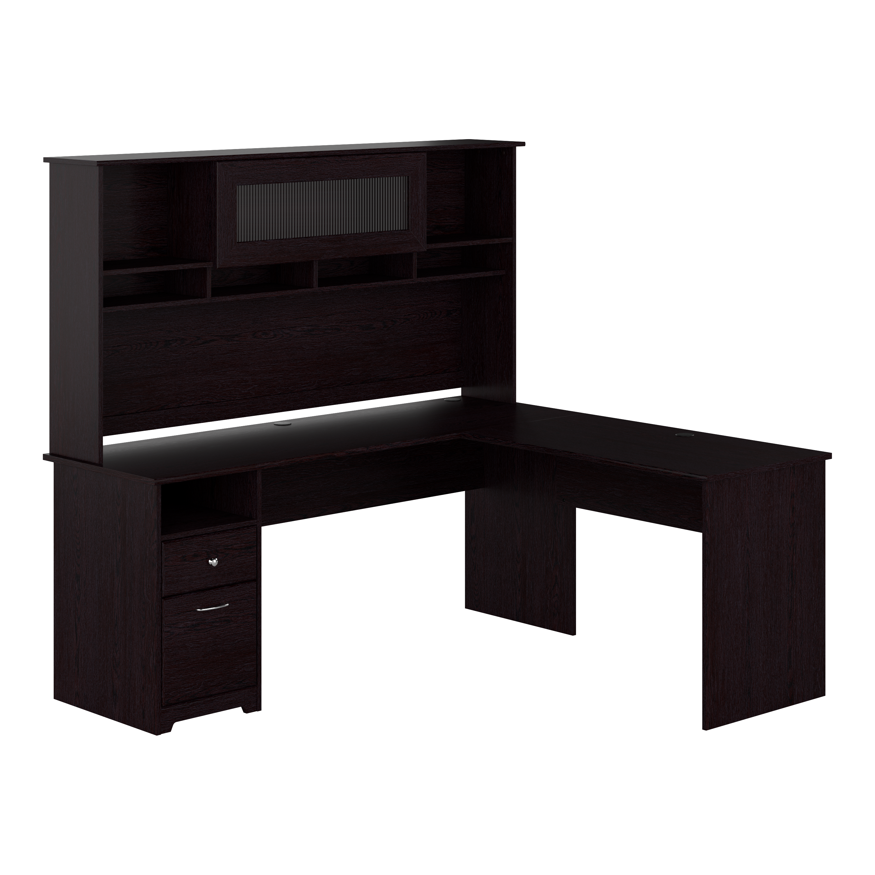Shop Bush Furniture Cabot 72W L Shaped Computer Desk with Hutch and Drawers 02 CAB053EPO #color_espresso oak