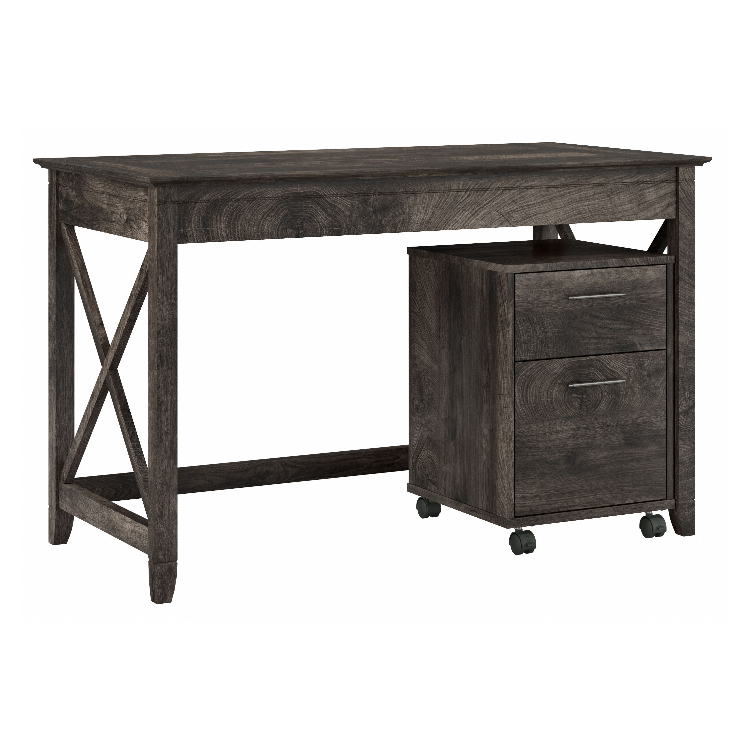 Shop Bush Furniture Key West 48W Writing Desk with 2 Drawer Mobile File Cabinet 02 KWS001GH #color_dark gray hickory
