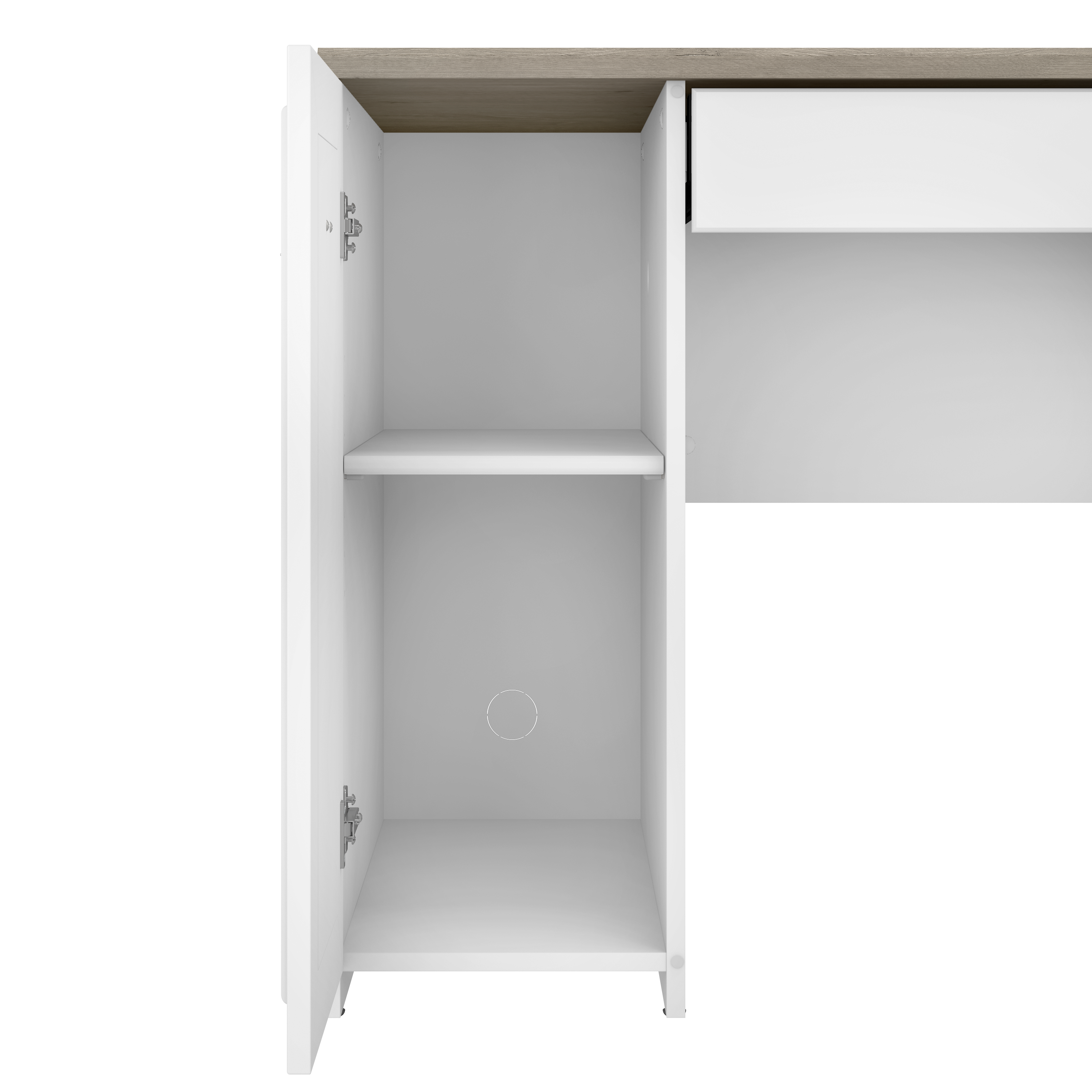 Shop Bush Furniture Fairview 60W L Shaped Desk with Drawers and Storage Cabinet 04 WC53630-03K #color_shiplap gray/pure white