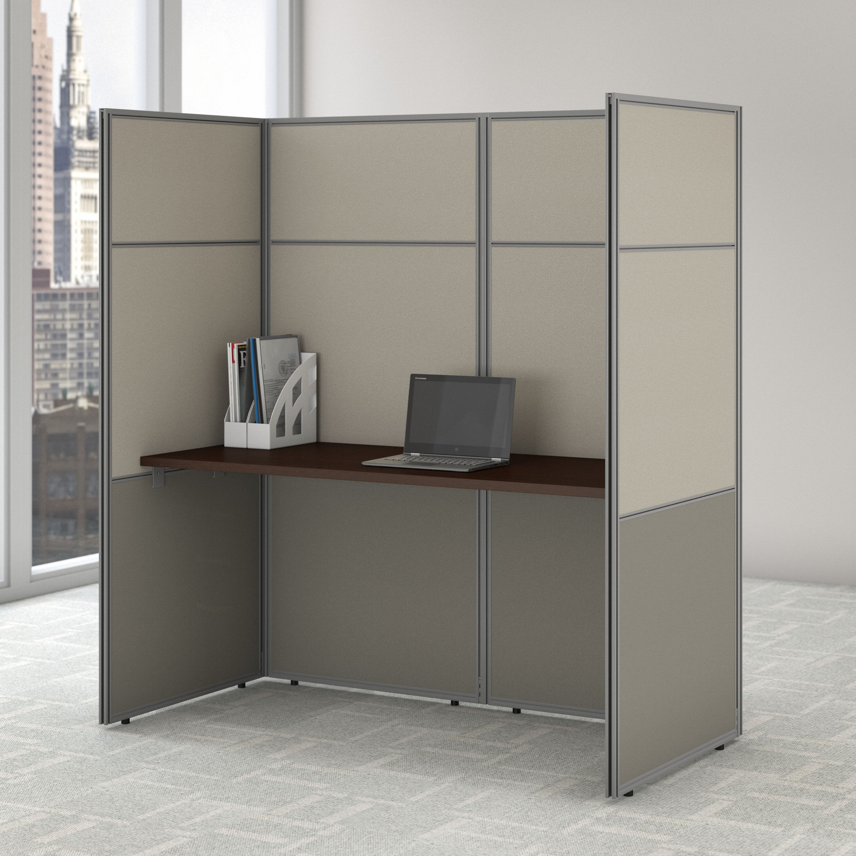 Shop Bush Business Furniture Easy Office 60W Cubicle Desk Workstation with 66H Closed Panels 01 EODH260MR-03K #color_mocha cherry
