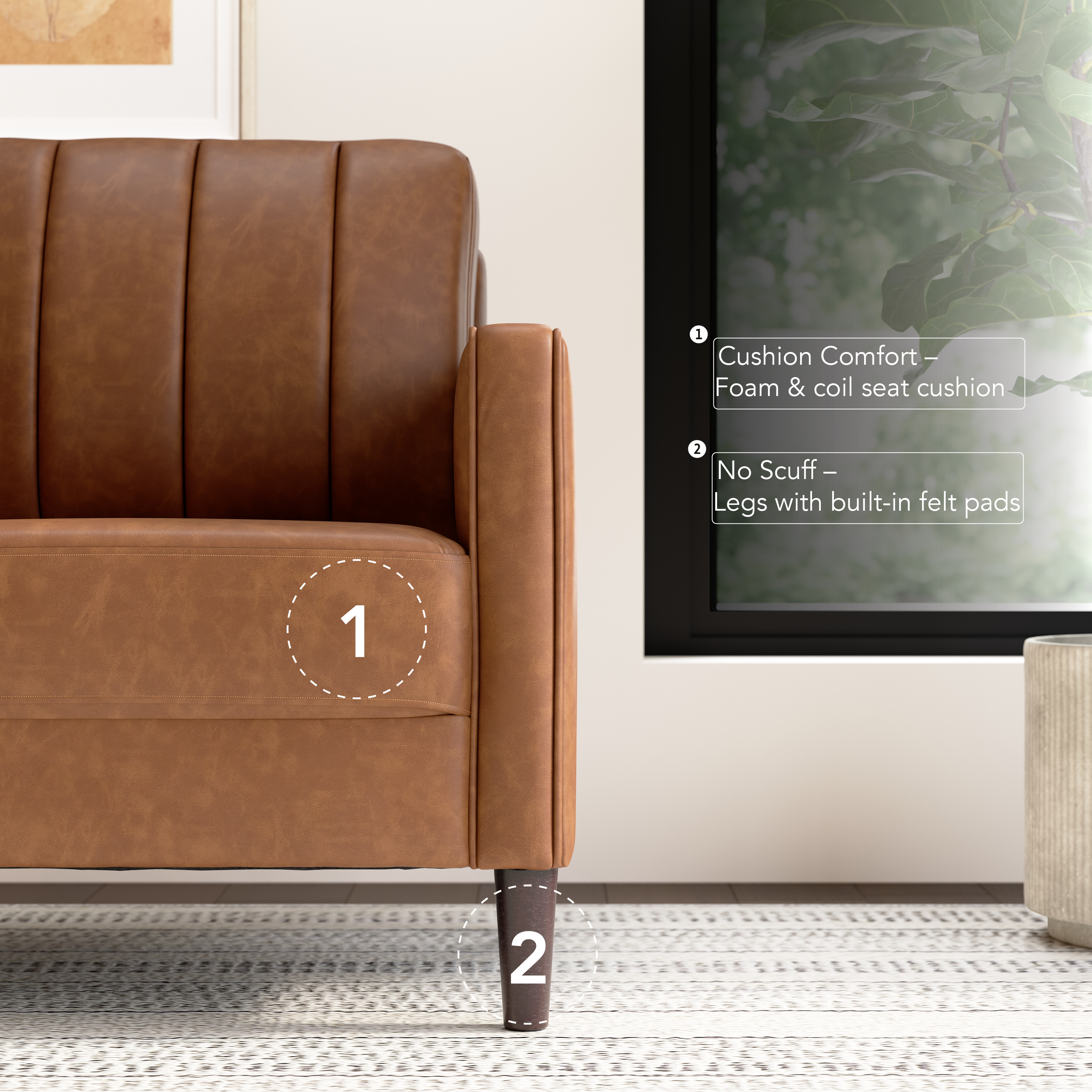 Shop Bush Home Max 32W Accent Chair MXK132BCL-03 5 #color_buffed camel leather