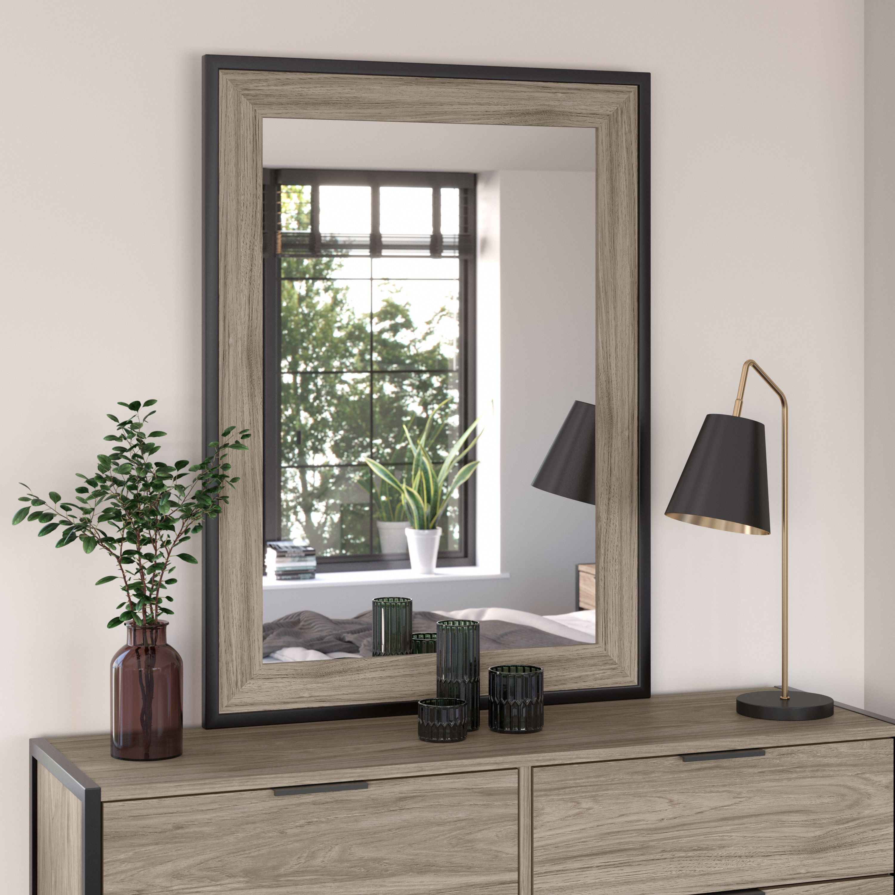 Shop Bush Furniture Atria Bedroom Mirror 01 ARA130MH #color_modern hickory