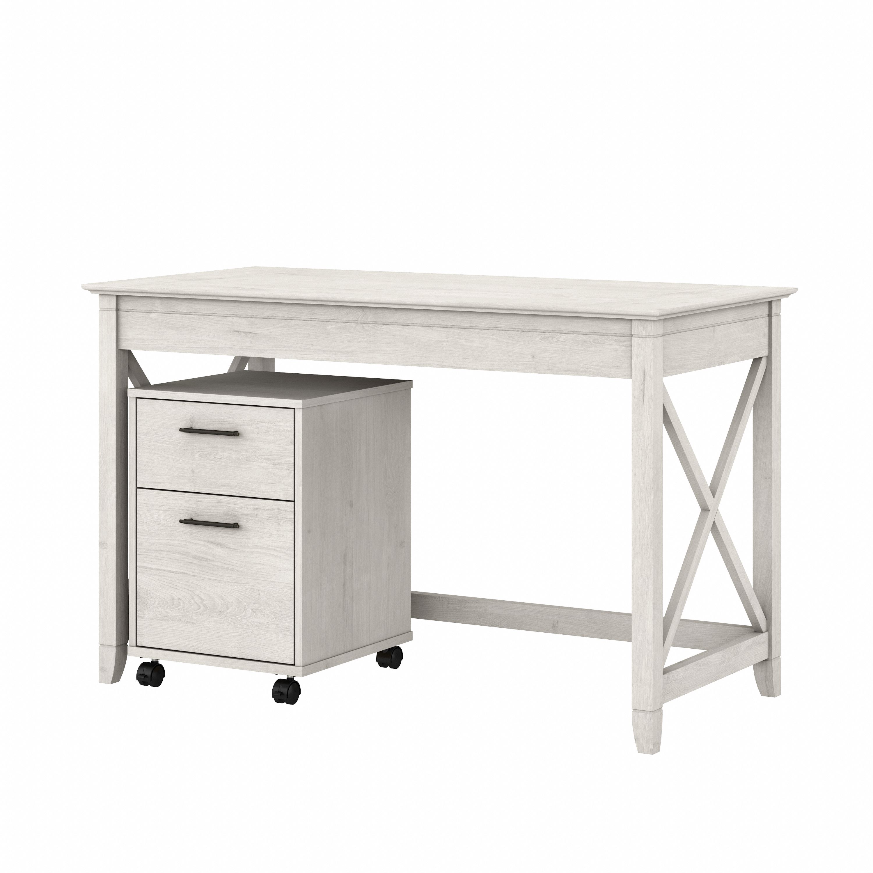 Shop Bush Furniture Key West 48W Writing Desk with 2 Drawer Mobile File Cabinet 02 KWS001LW #color_linen white oak