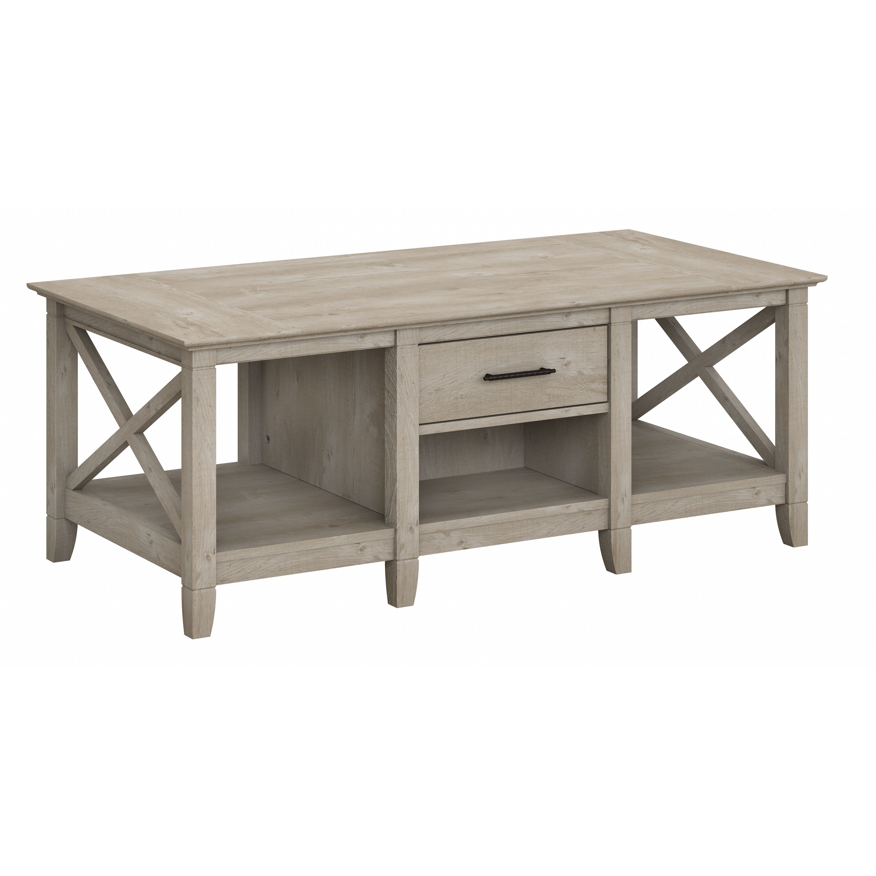 Shop Bush Furniture Key West Coffee Table with Storage 02 KWT148WG-03 #color_washed gray