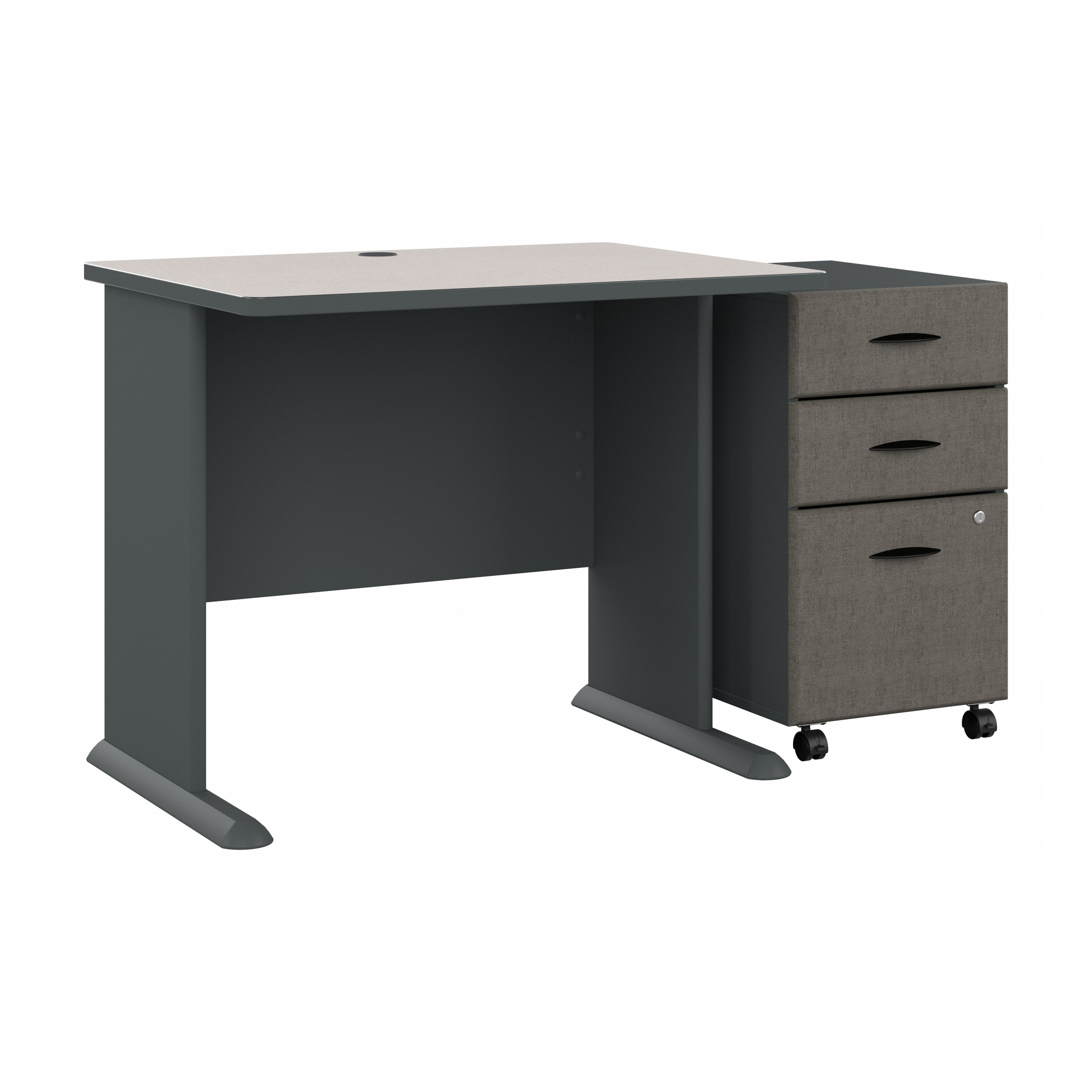 Shop Bush Business Furniture Series A 36W Desk with Mobile File Cabinet 02 SRA024SLSU #color_slate/white spectrum
